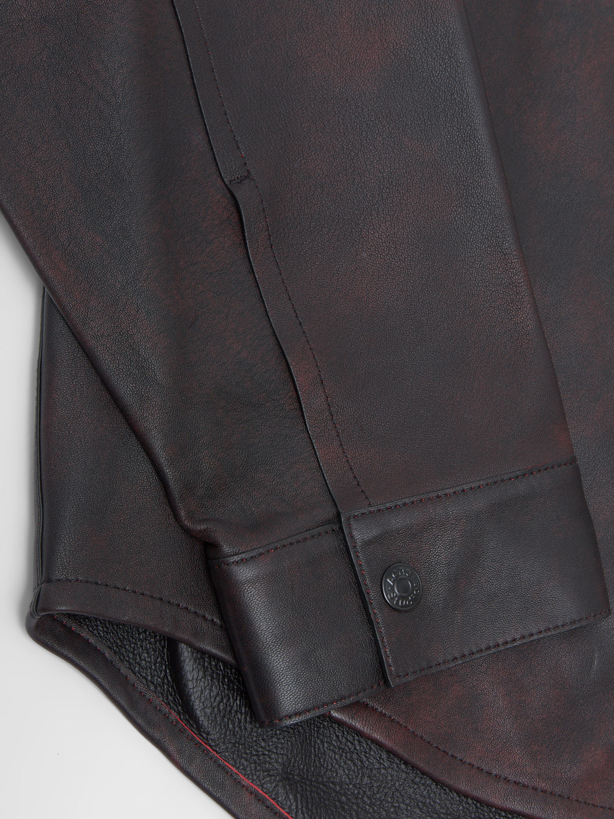 Leather Shirt Jacket in Black & Red