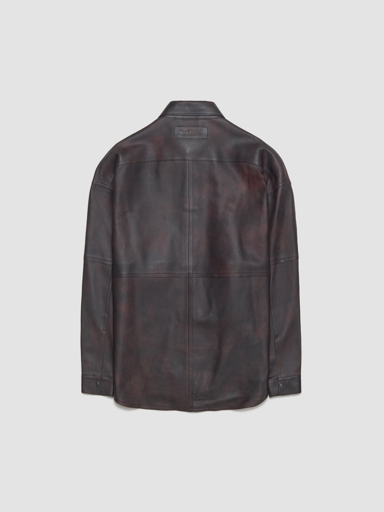 Leather Shirt Jacket in Black & Red