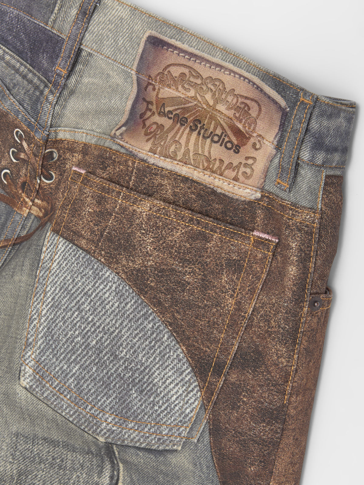 Printed Trousers in Blue & Brown