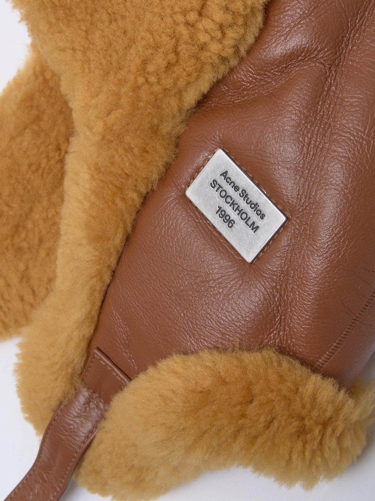 Shearling Hat in Rust Brown