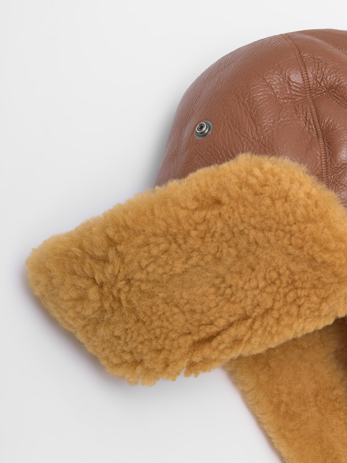 Shearling Hat in Rust Brown