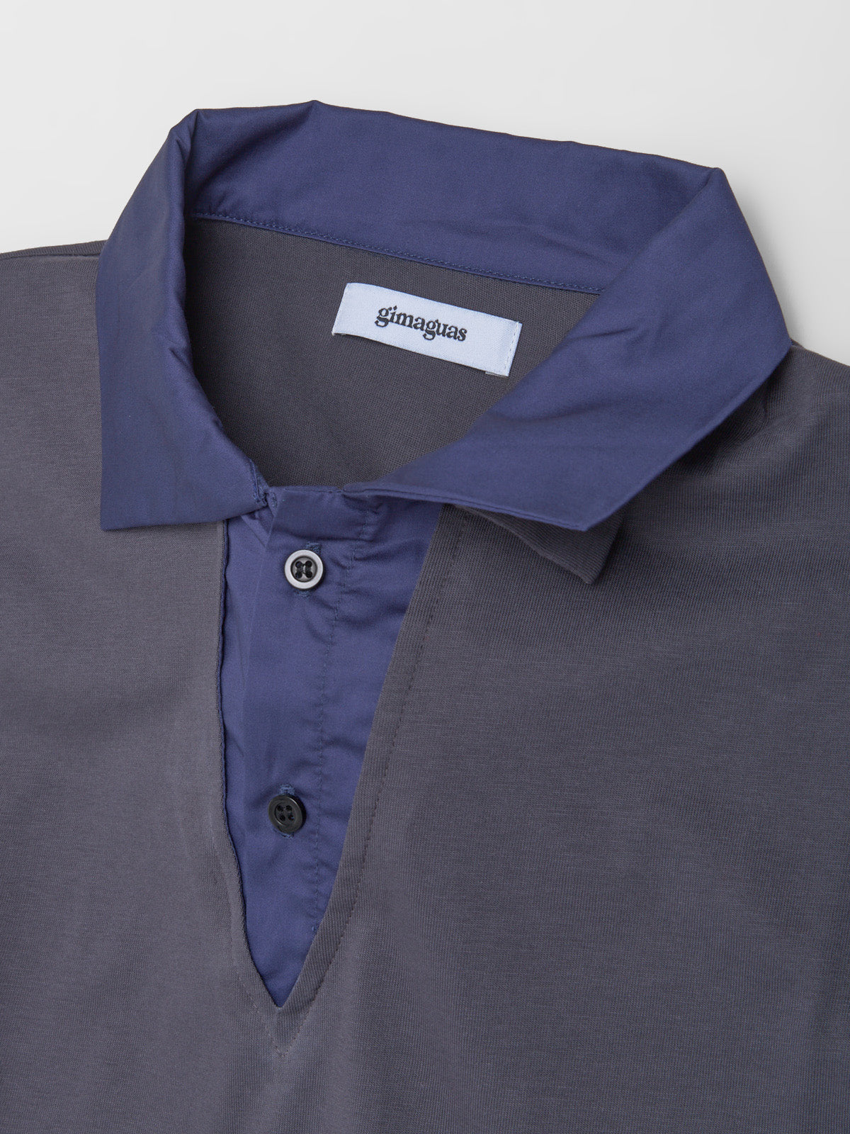 Luis Long Sleeve Polo in Grey & Navy