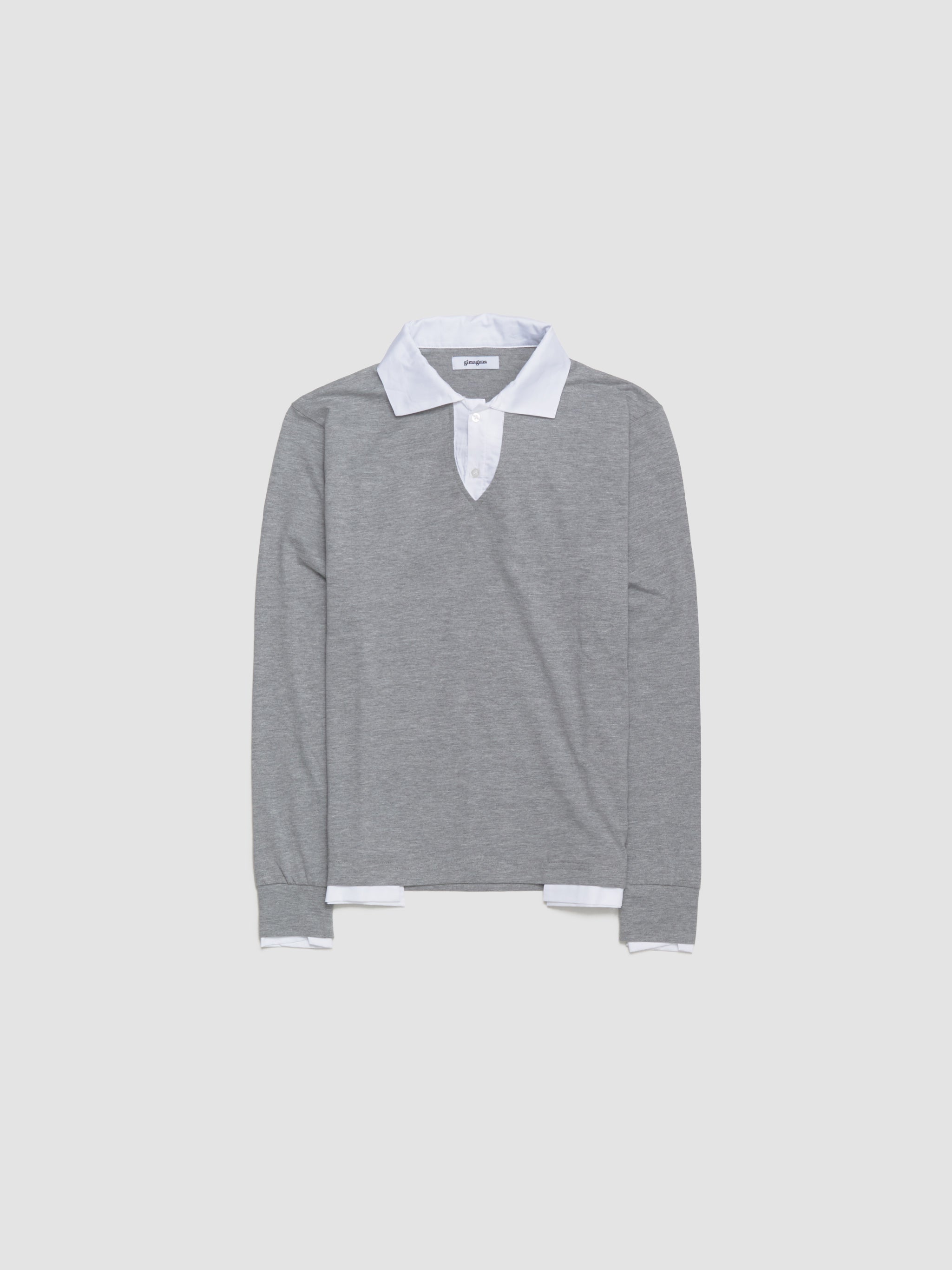 Luis Long Sleeve Polo in Grey & White