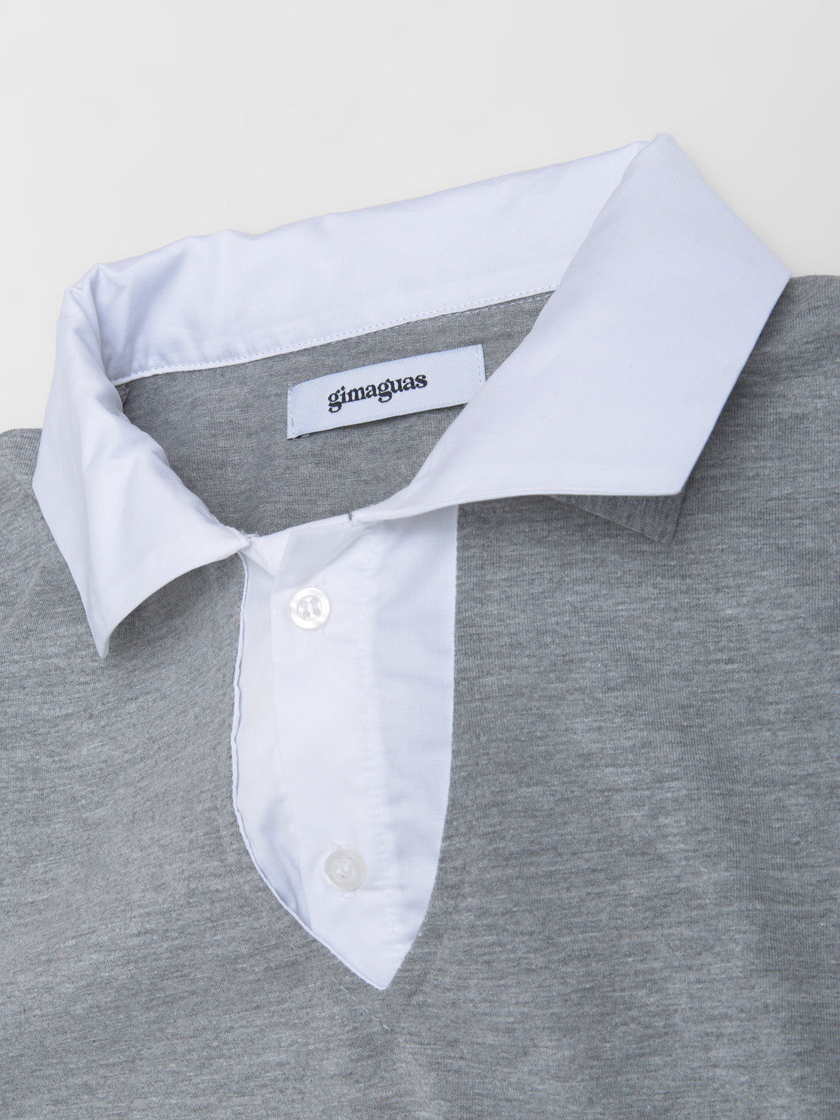Luis Long Sleeve Polo in Grey & White
