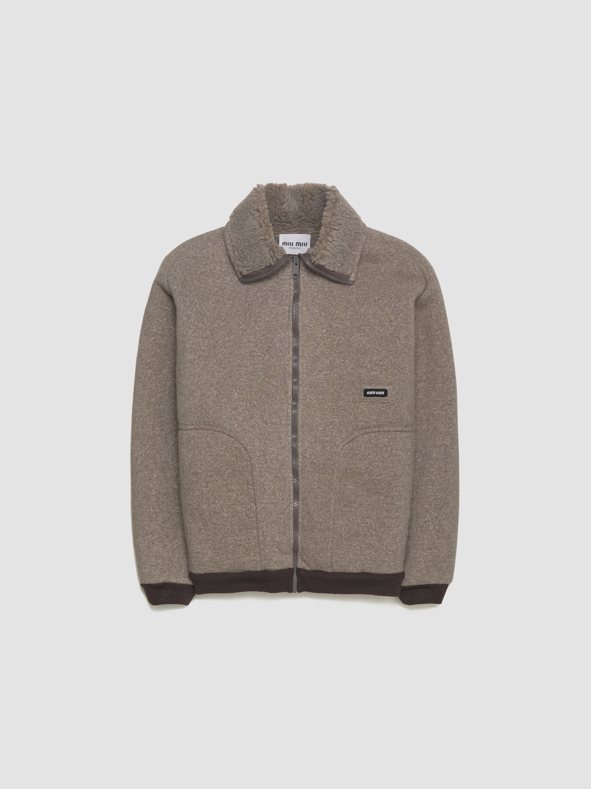 Cotton Fleece Blouson Jacket With Zip in Cord