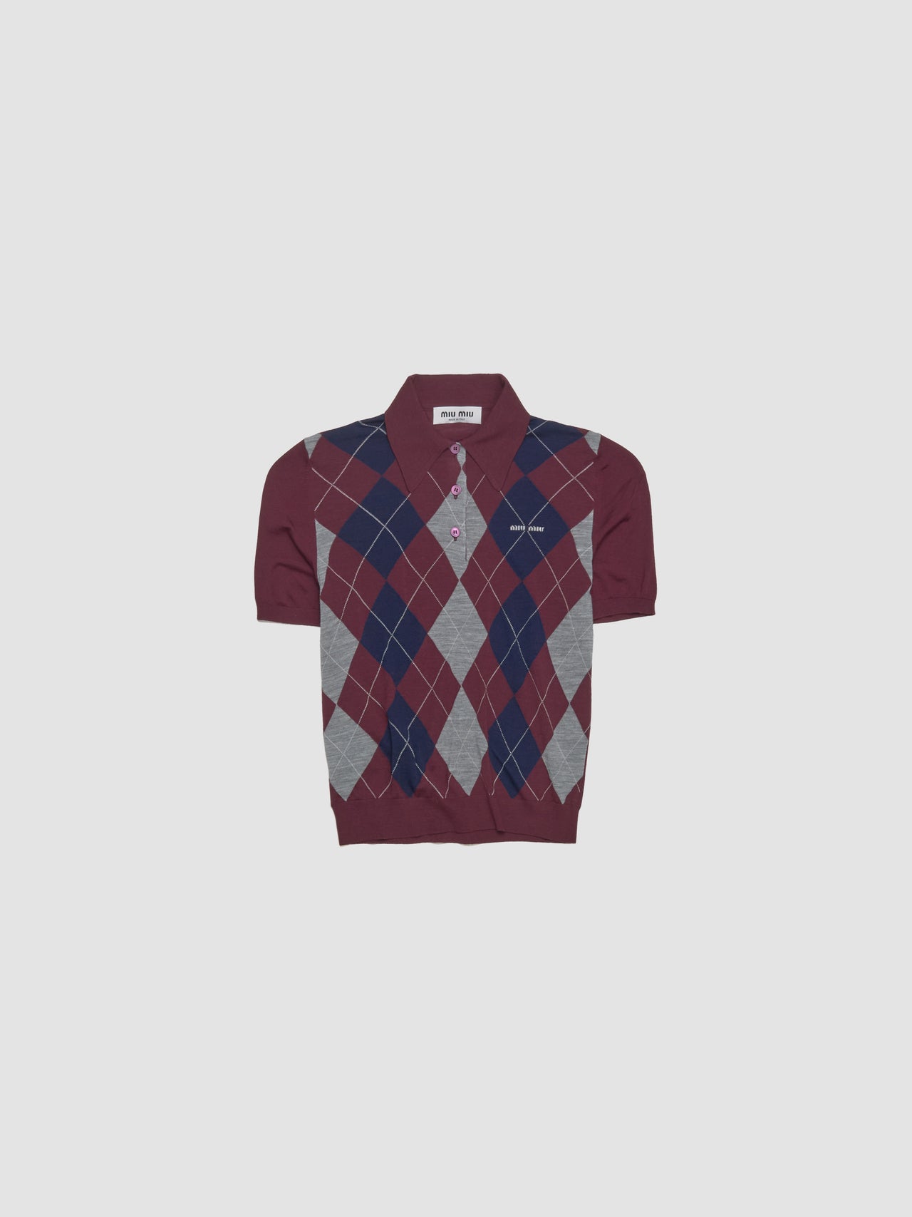 Wool Polo Shirt in Burgundy Red
