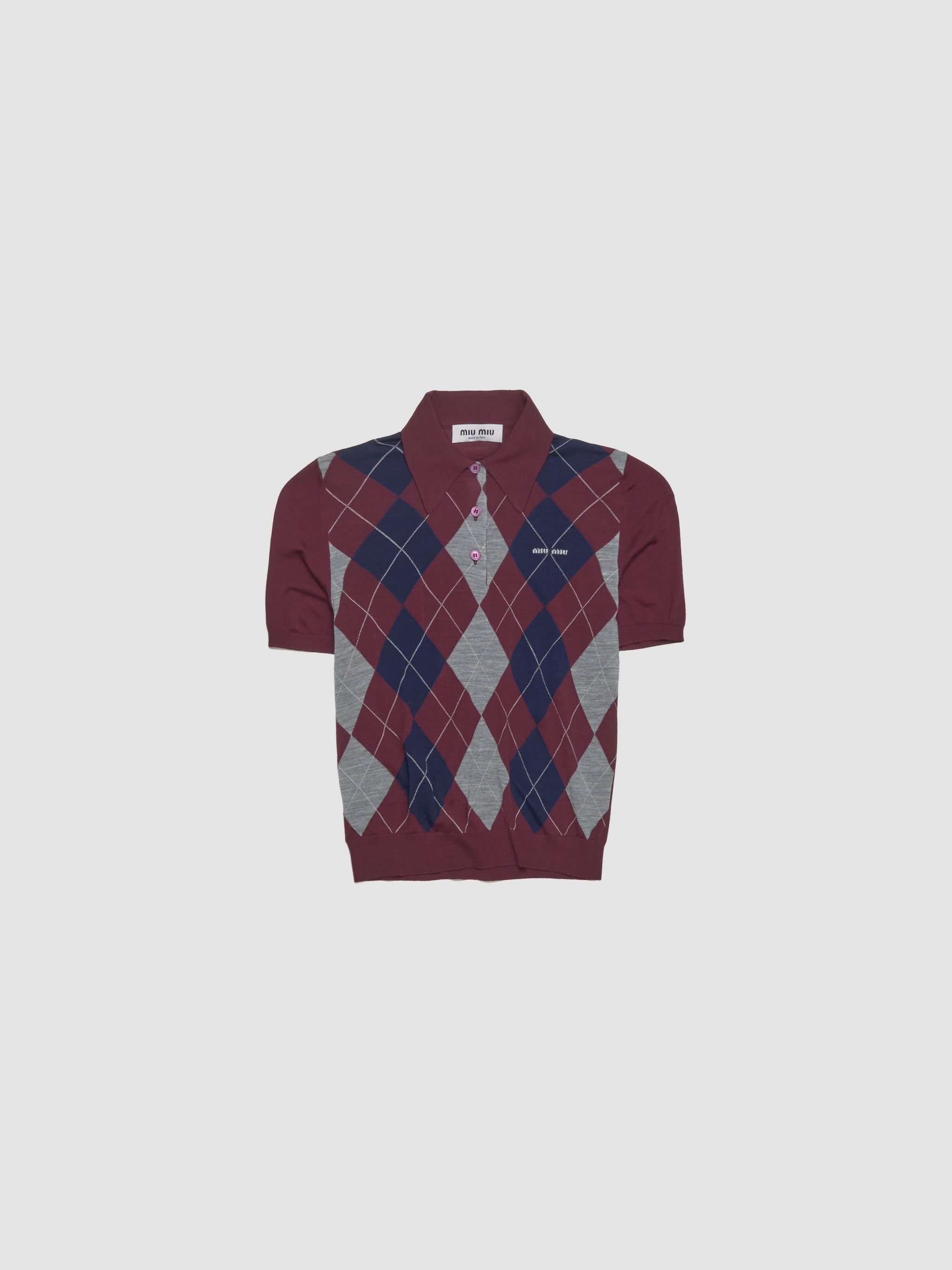 Wool Polo Shirt in Burgundy Red