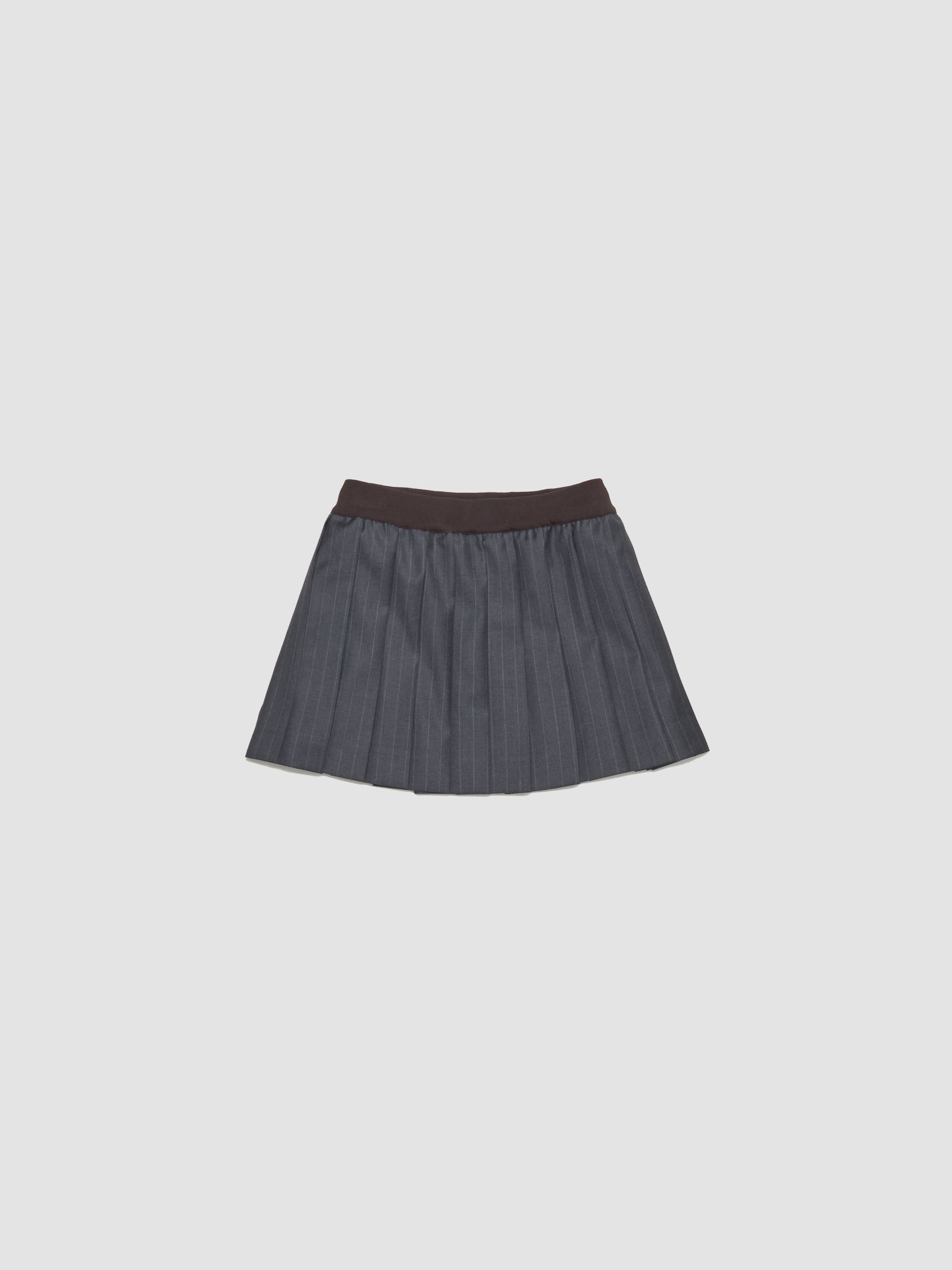 Pinstripe Pleated Mini Skirt in Slate Gray