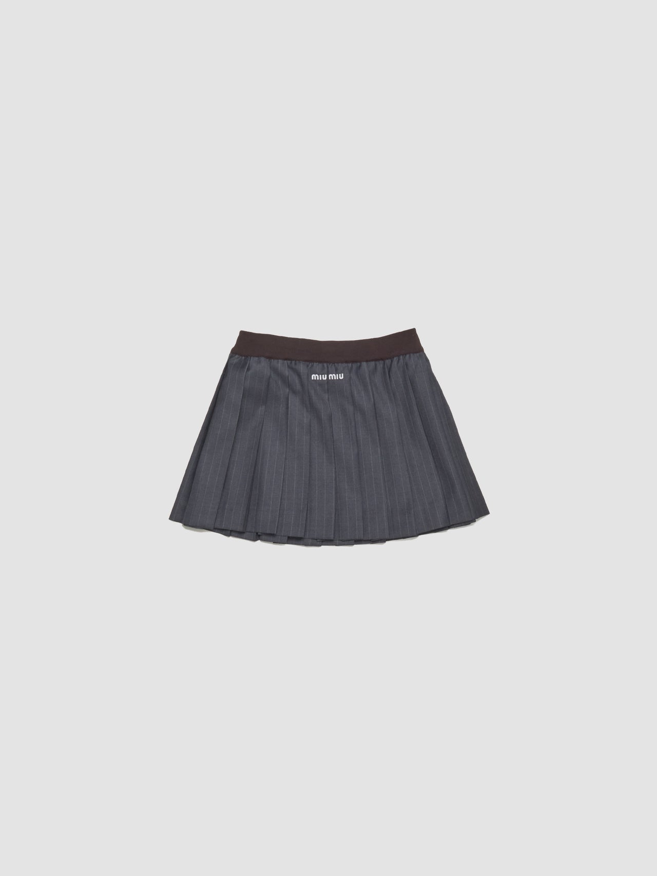 Pinstripe Pleated Mini Skirt in Slate Gray