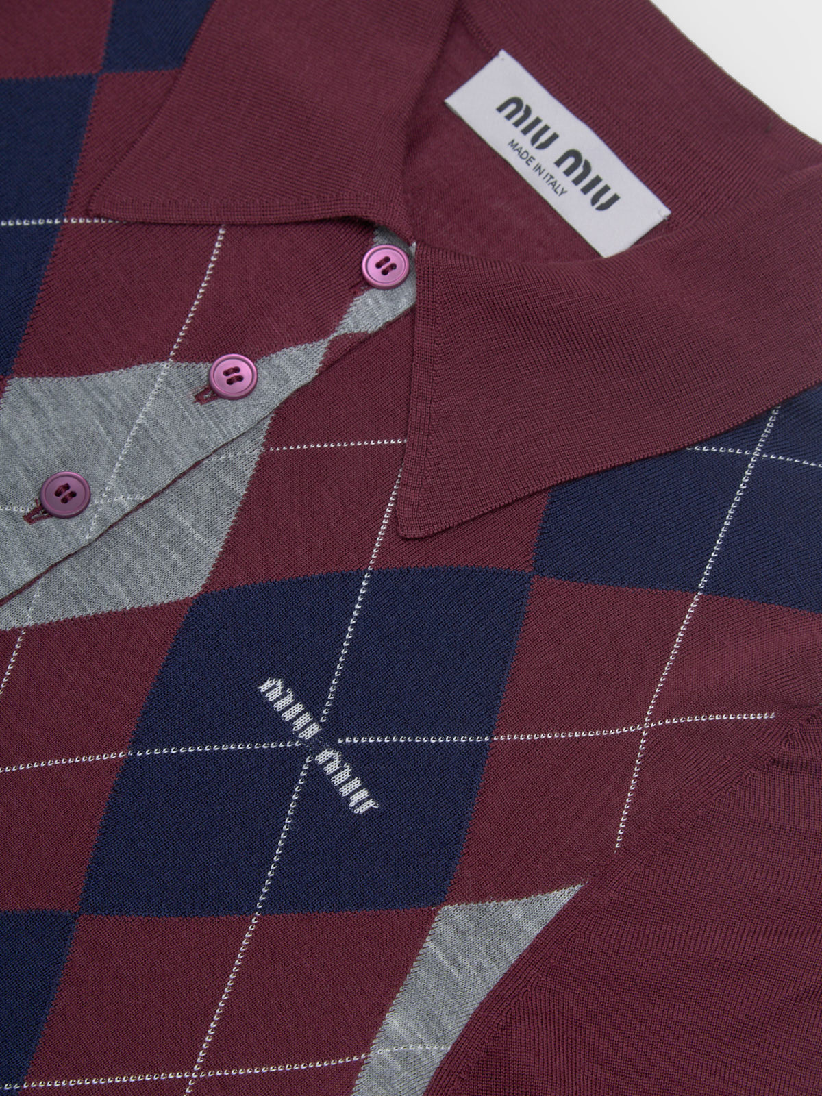 Wool Polo Shirt in Burgundy Red