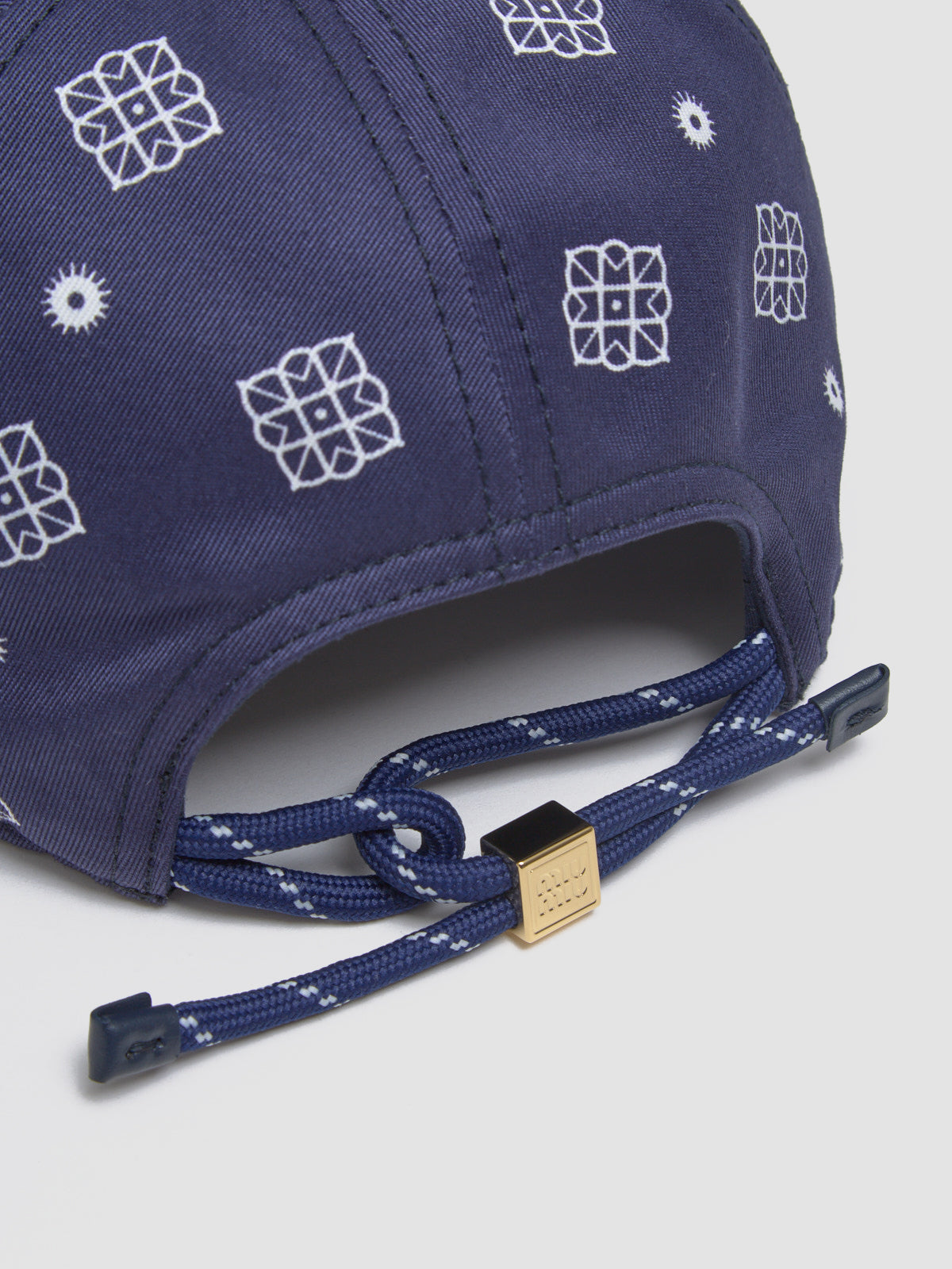 Printed Cotton Baseball Cap in Blue & White