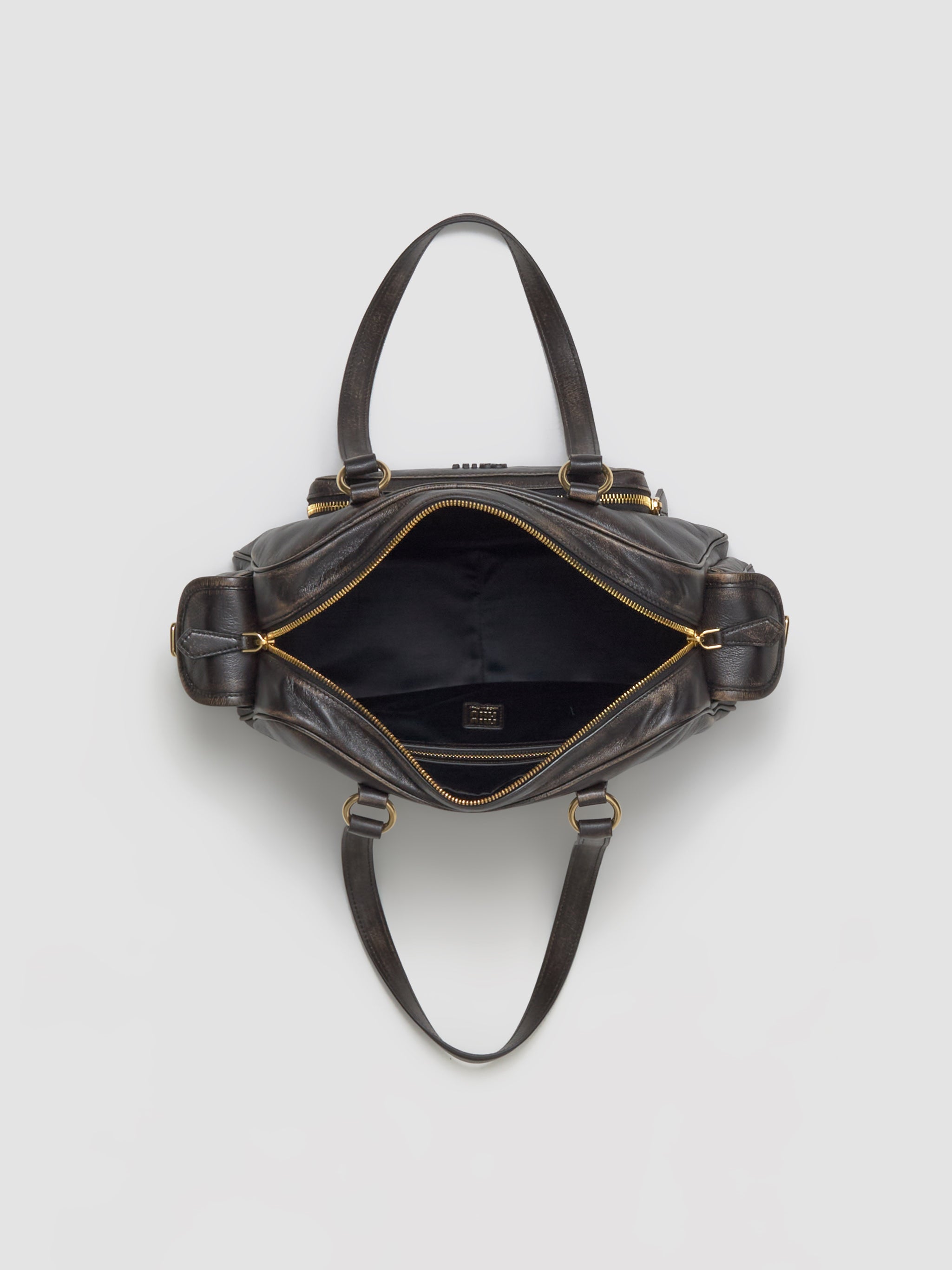 Pocket Handle Bag Made Of Nappa Leather in Coffee Brown