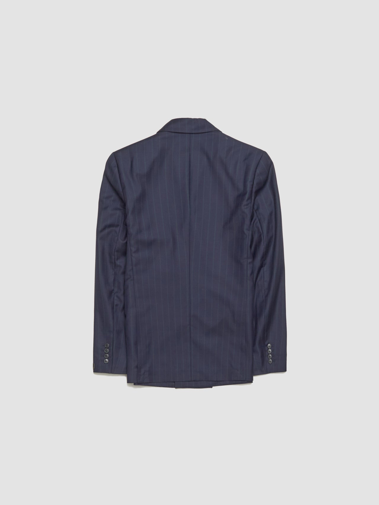 Double-Breasted Peak Blazer in Navy Double Pinstripe