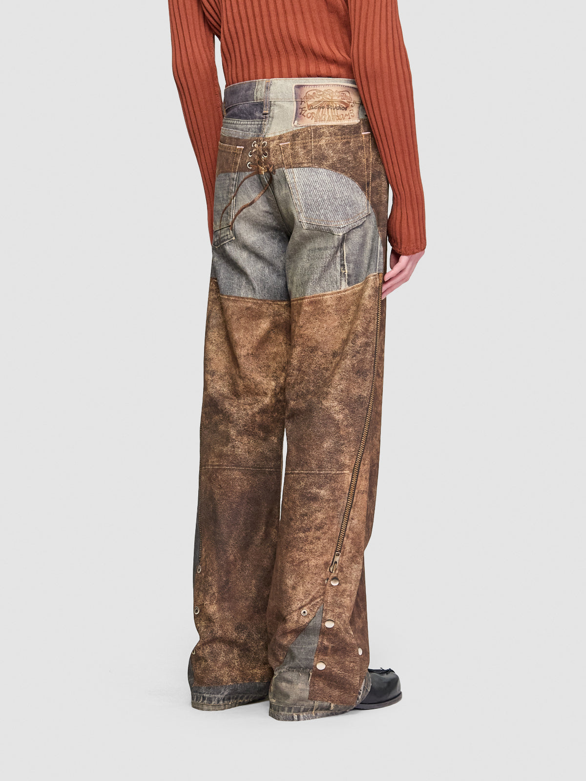 Printed Trousers in Blue & Brown