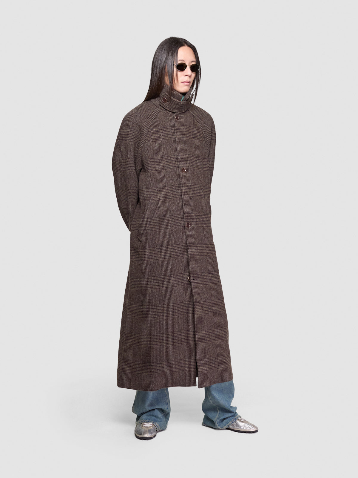 Can Coat in Brown Checked Doubleface