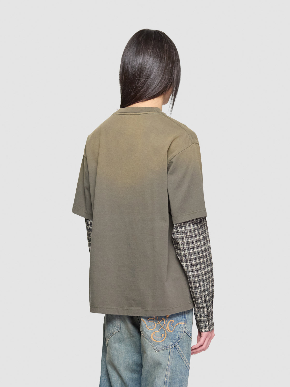 Layered Long-Sleeved T-Shirt in Vintage Green