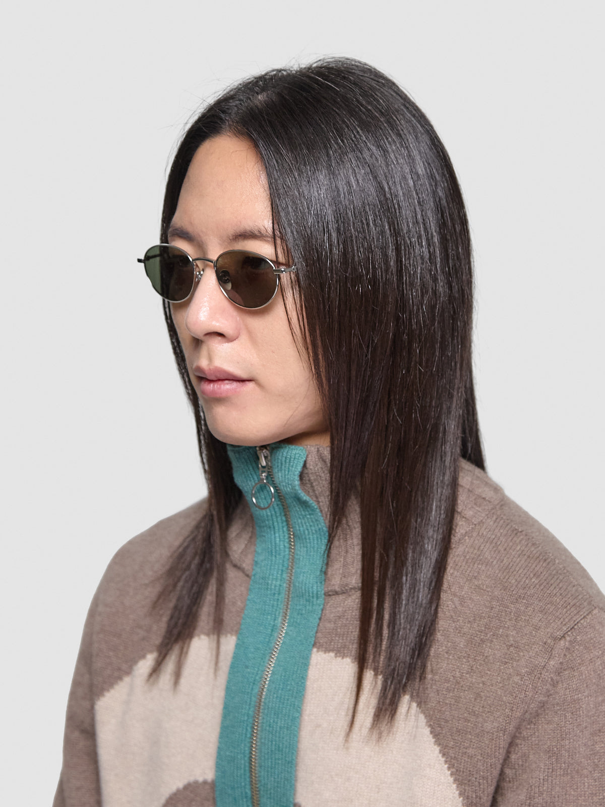 The Cruz Sunglasses in Silver & Green