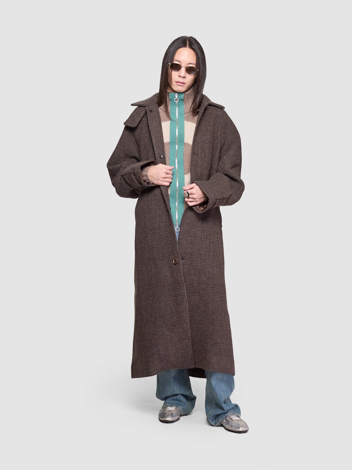 Vortex Window Knit Jacket in Brown