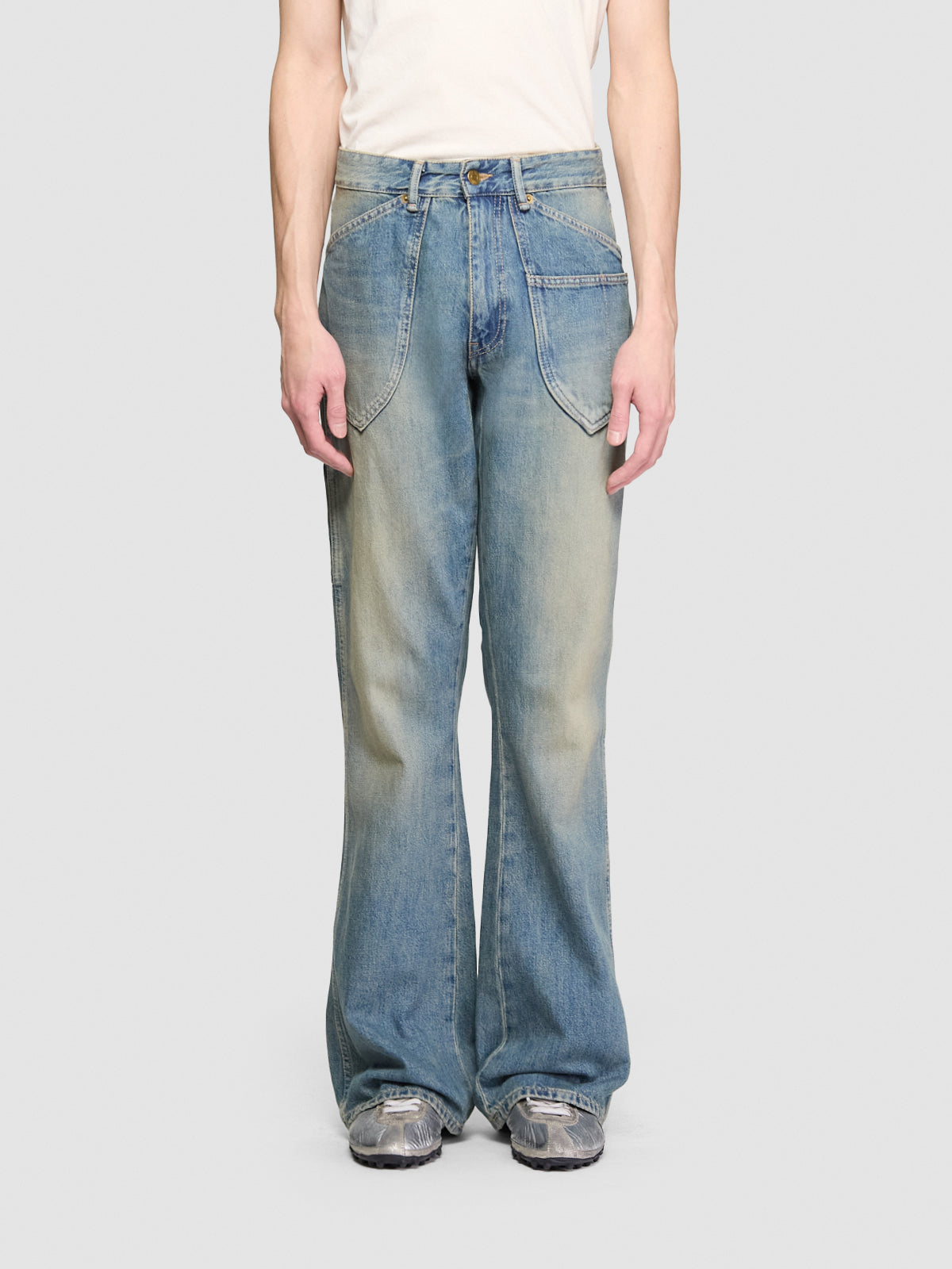 Hawk Bootcut Work Jeans in Sand Blue