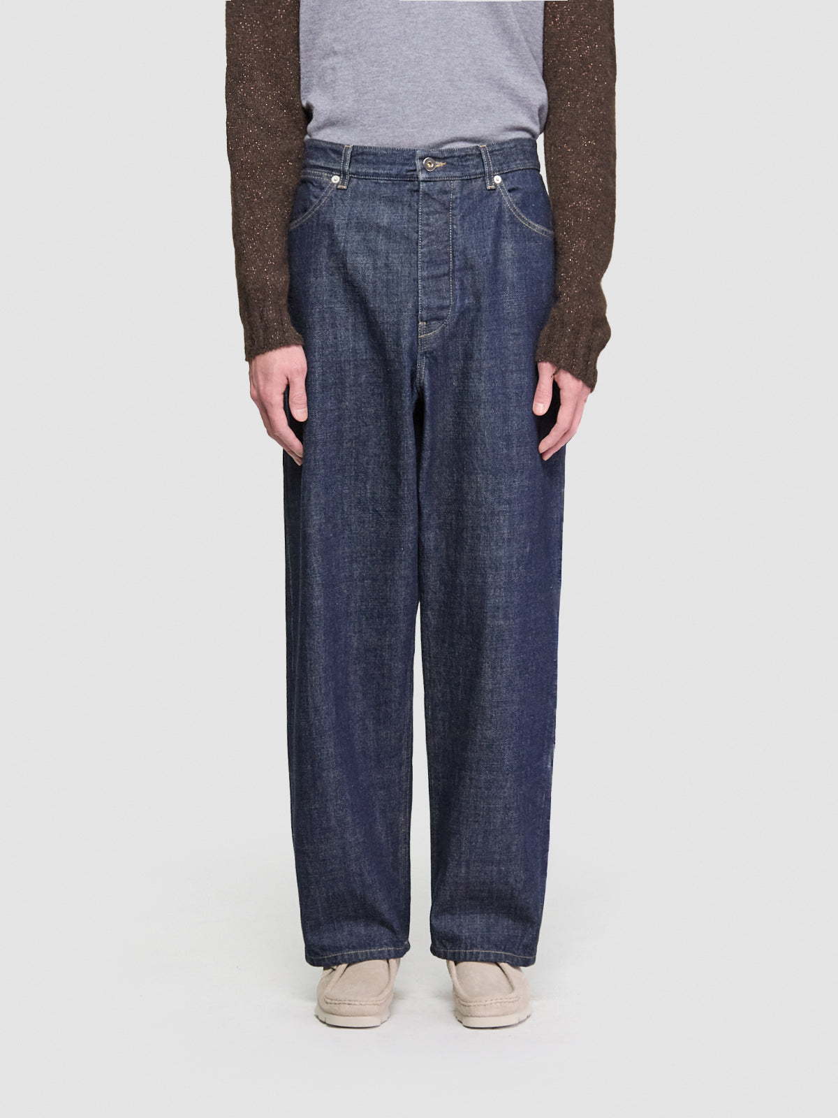Loose Denim Trousers in Magnet