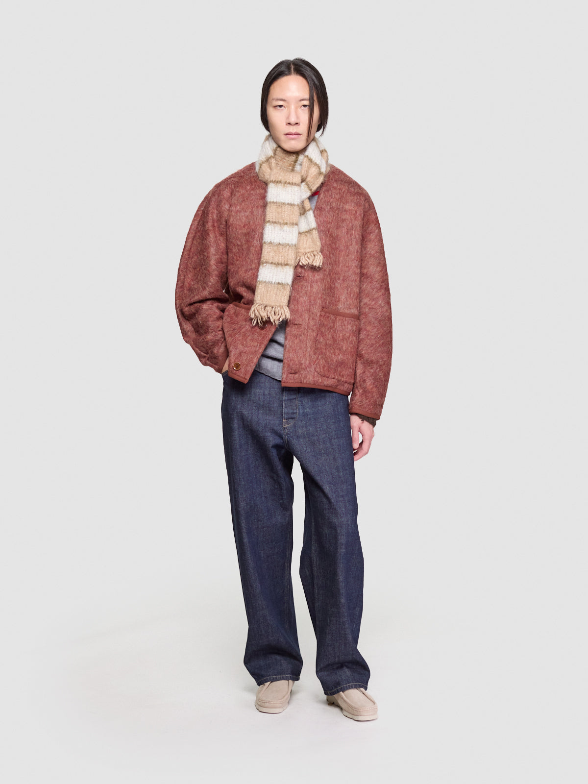 Loose Denim Trousers in Magnet