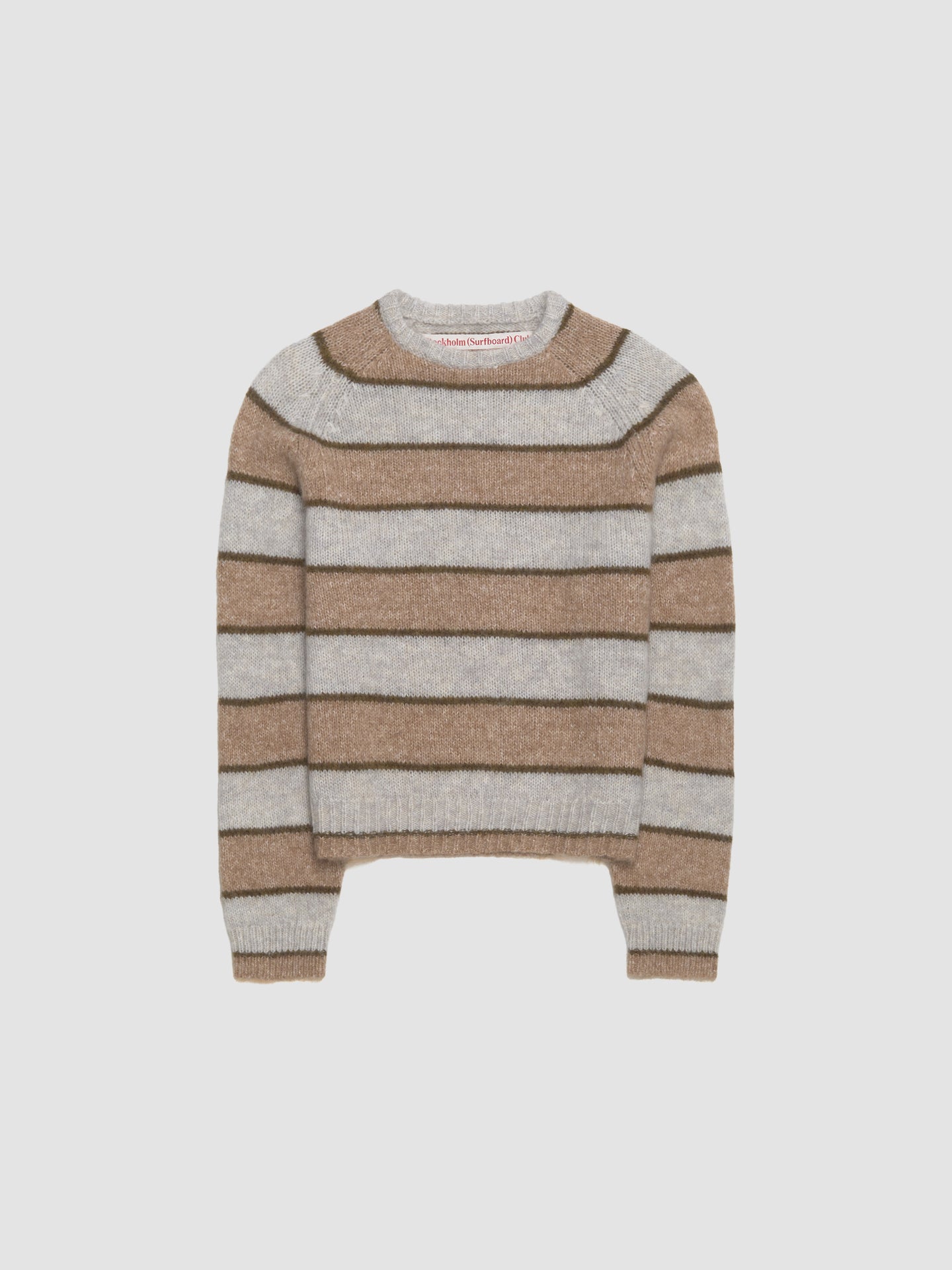Raglan Knitted Sweatshirt in Beige Stripe