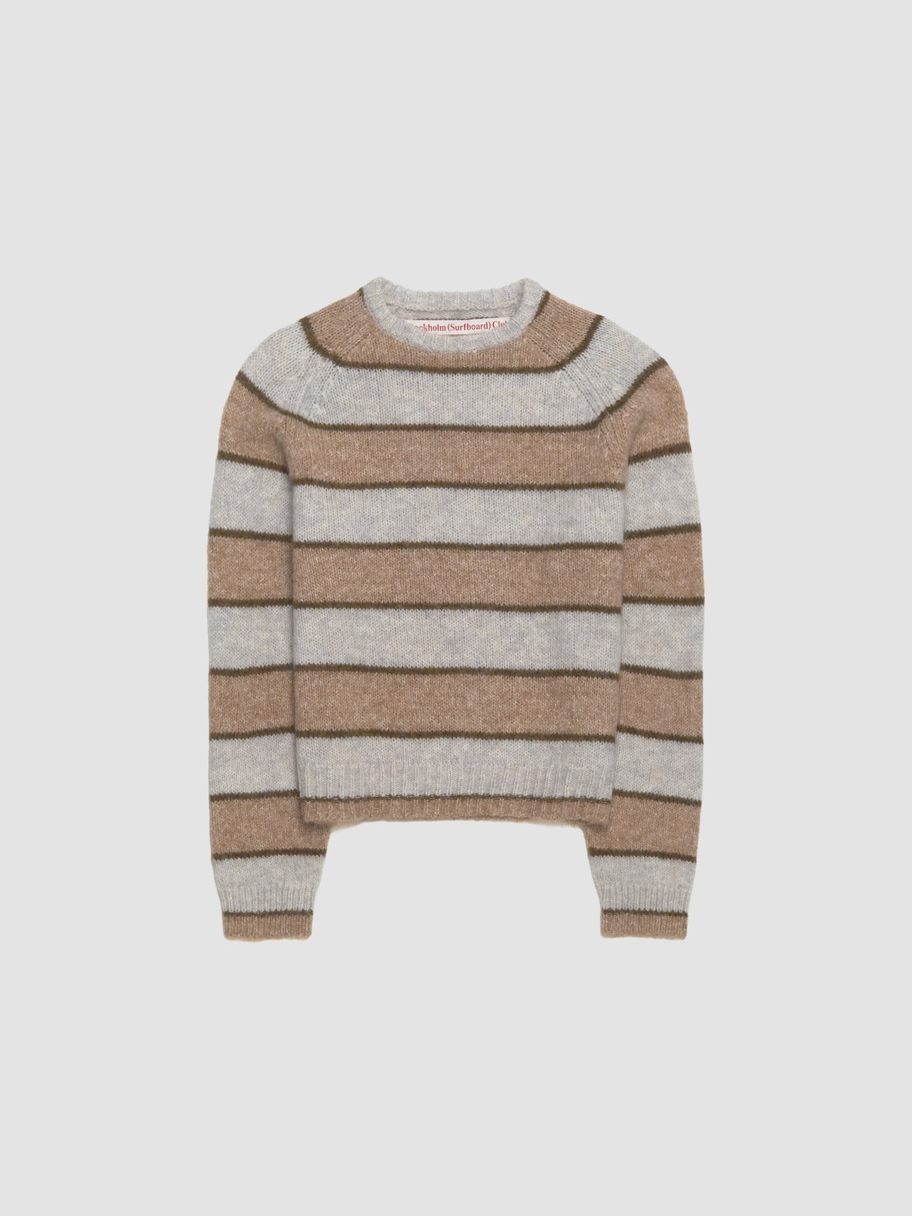 Raglan Knitted Sweatshirt in Beige Stripe