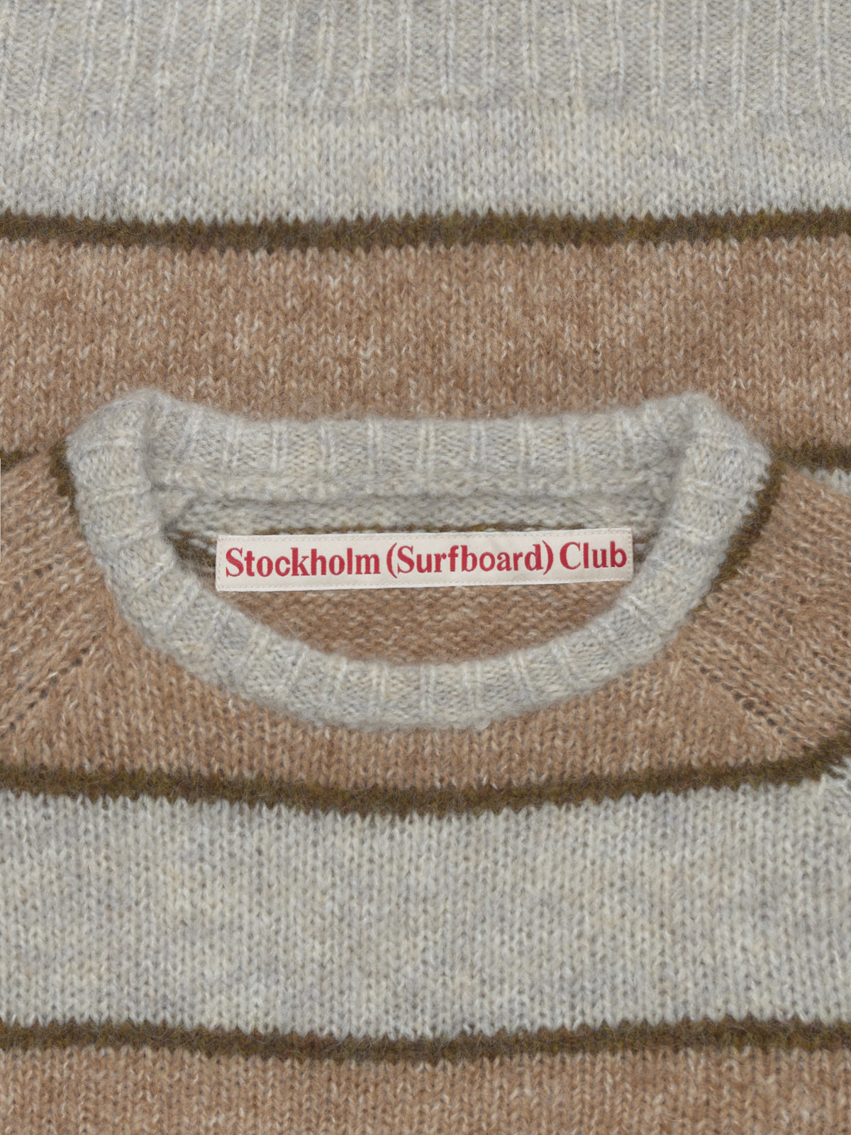 Raglan Knitted Sweatshirt in Beige Stripe