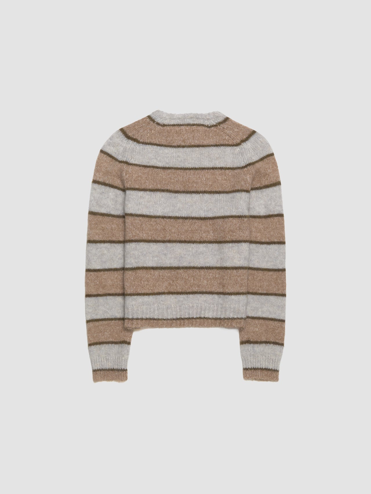 Raglan Knitted Sweatshirt in Beige Stripe