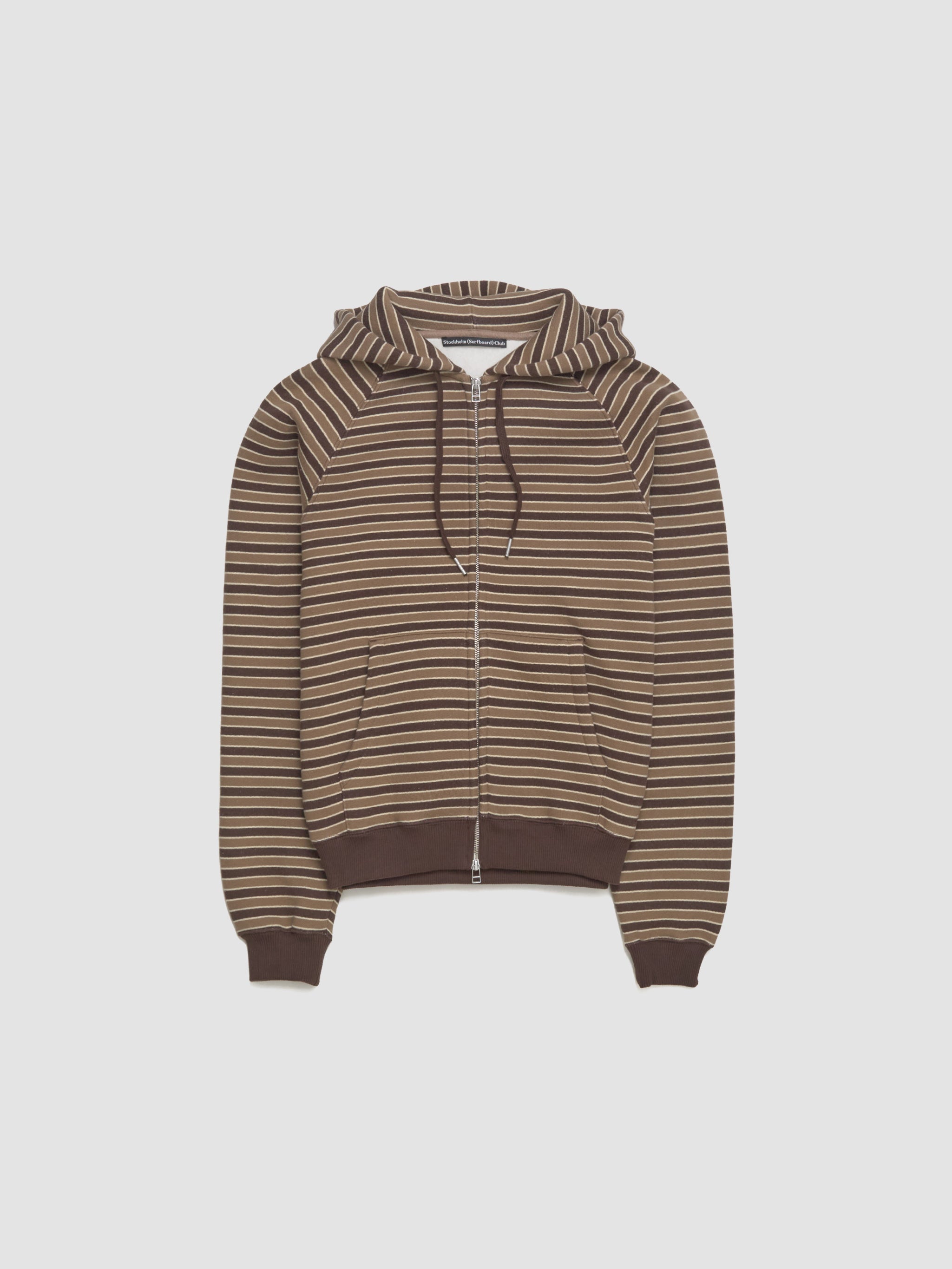 Ace Striped Zip Hoodie in Brown