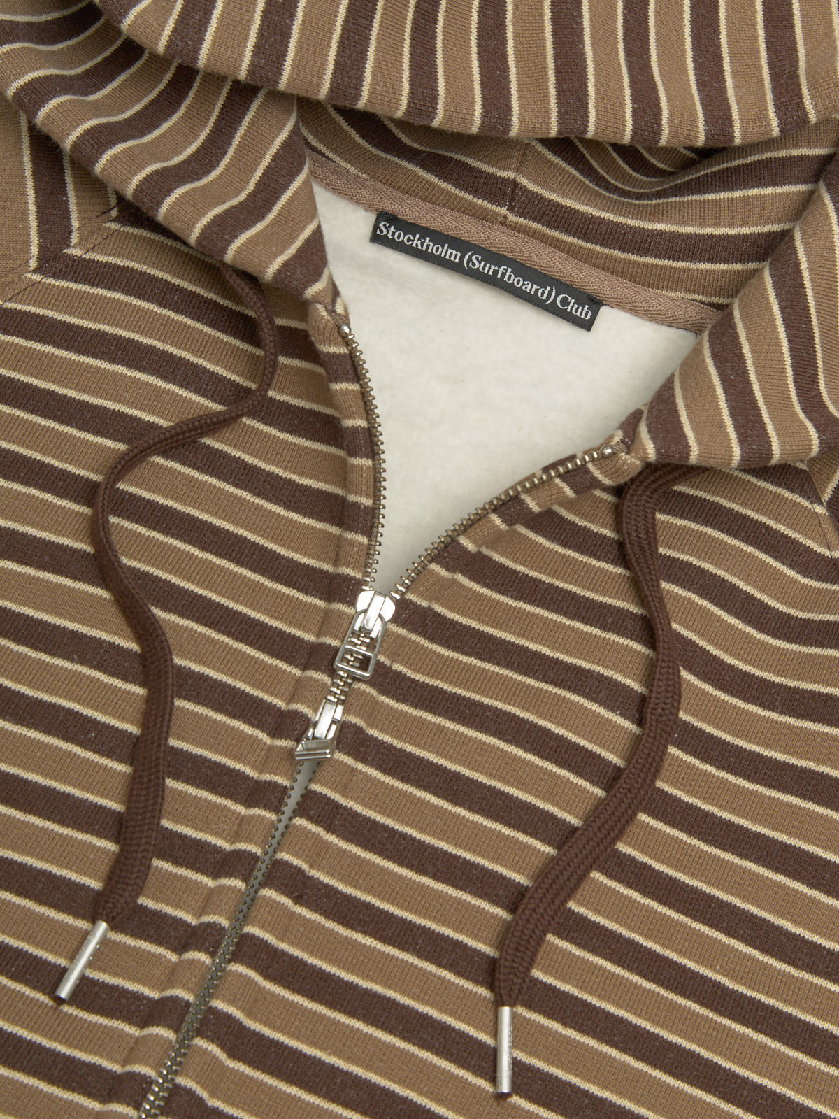 Ace Striped Zip Hoodie in Brown