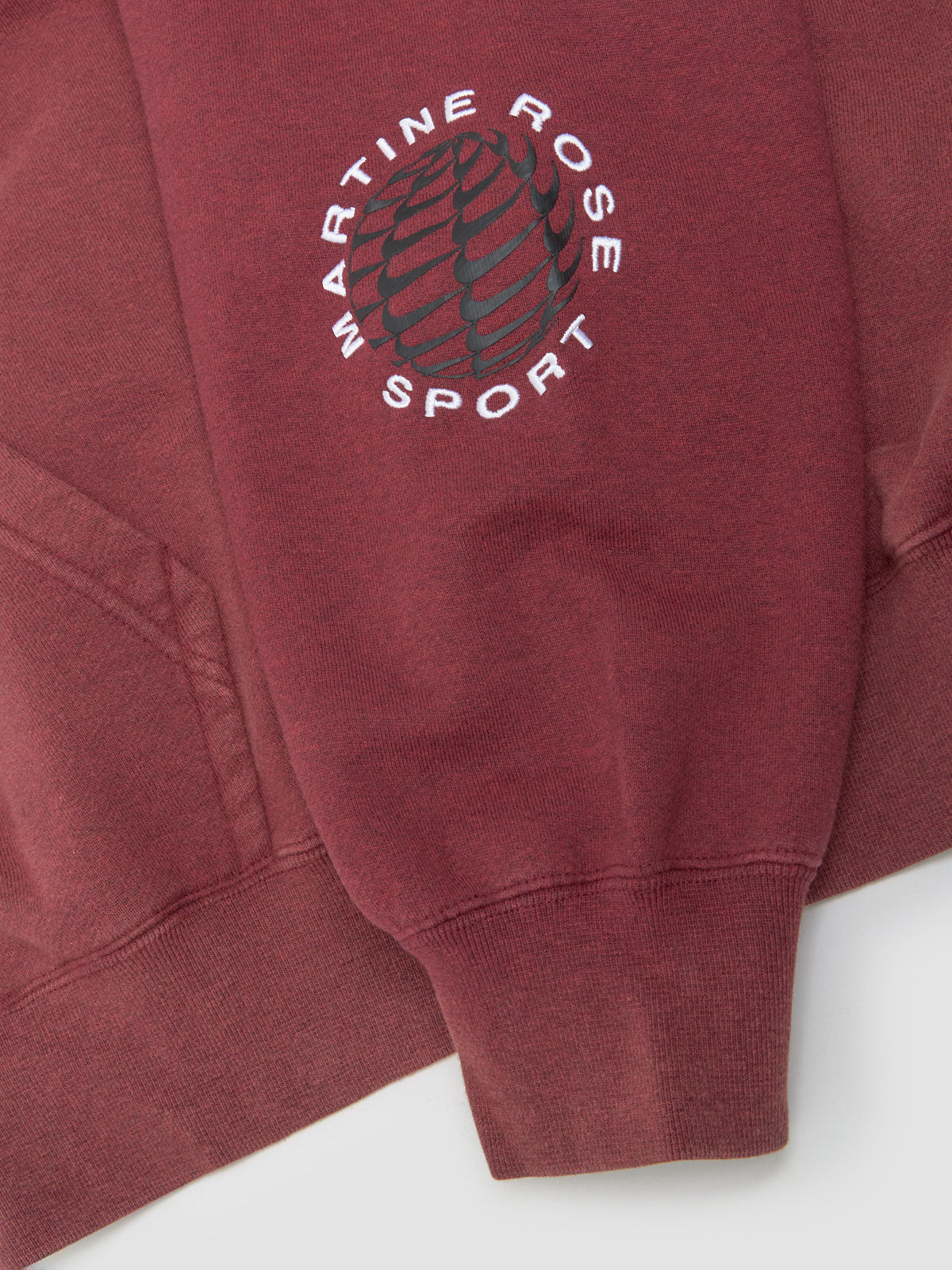 x Martine Rose Globus Hoodie in Team Crimson & Heather