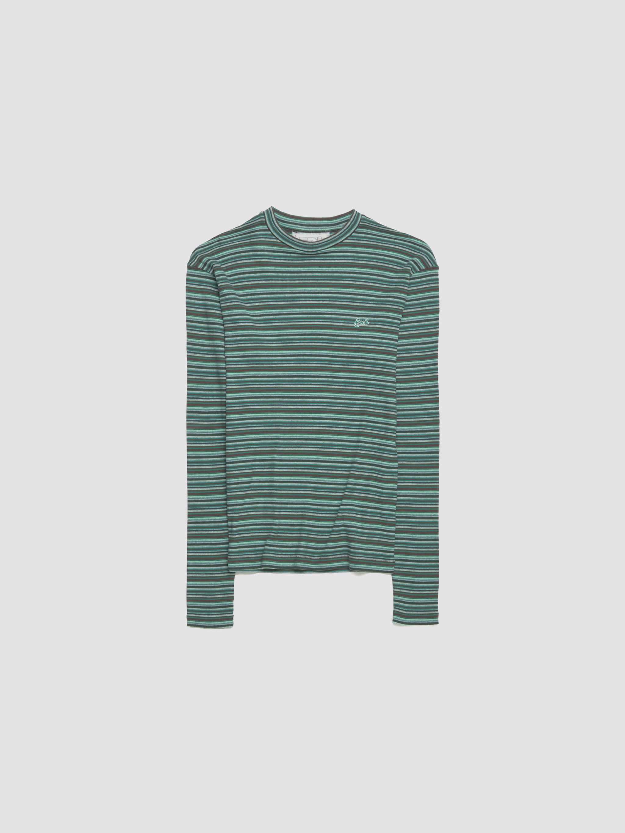 Striped Long Sleeve T-Shirt in Green