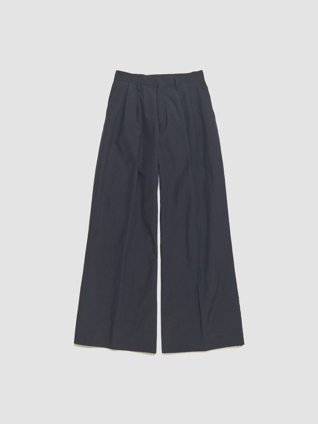 Nylon Pleated Suit Trousers in Charcoal