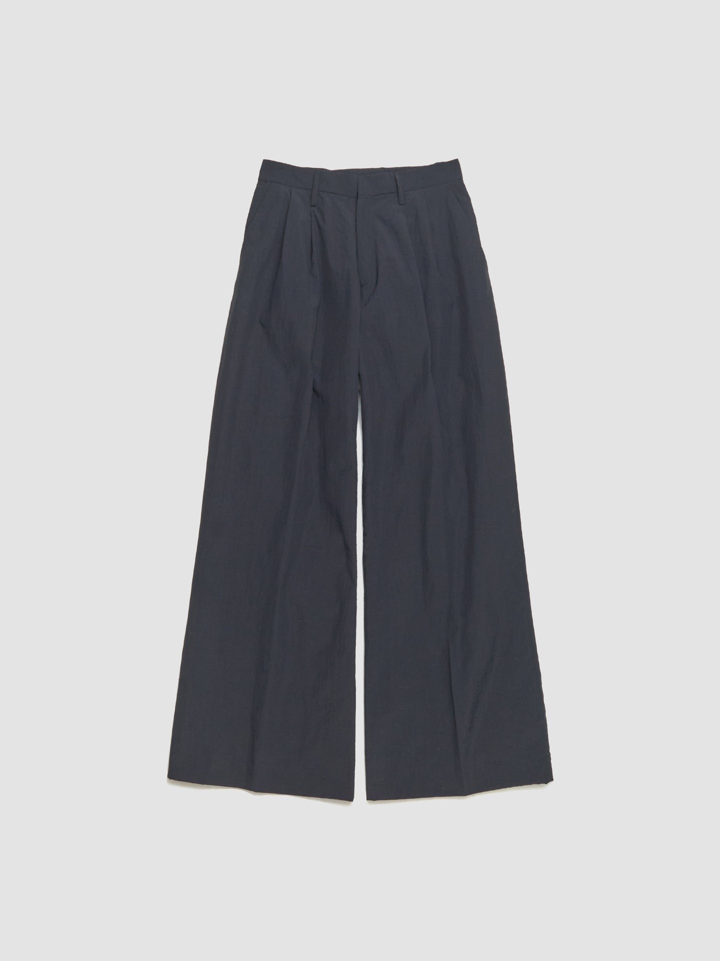 Nylon Pleated Suit Trousers in Charcoal