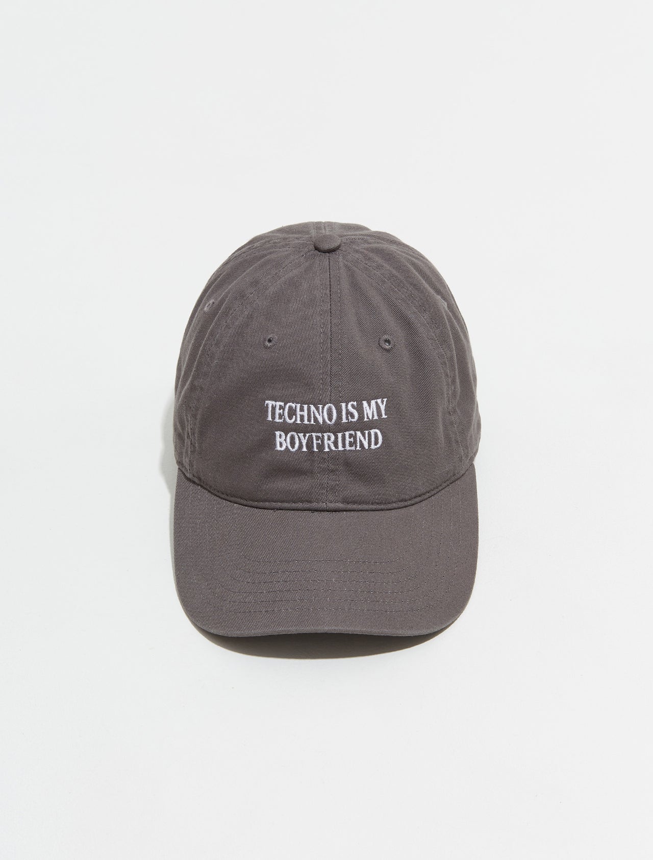 Techno is My Boyfriend Cap in Charcoal and White