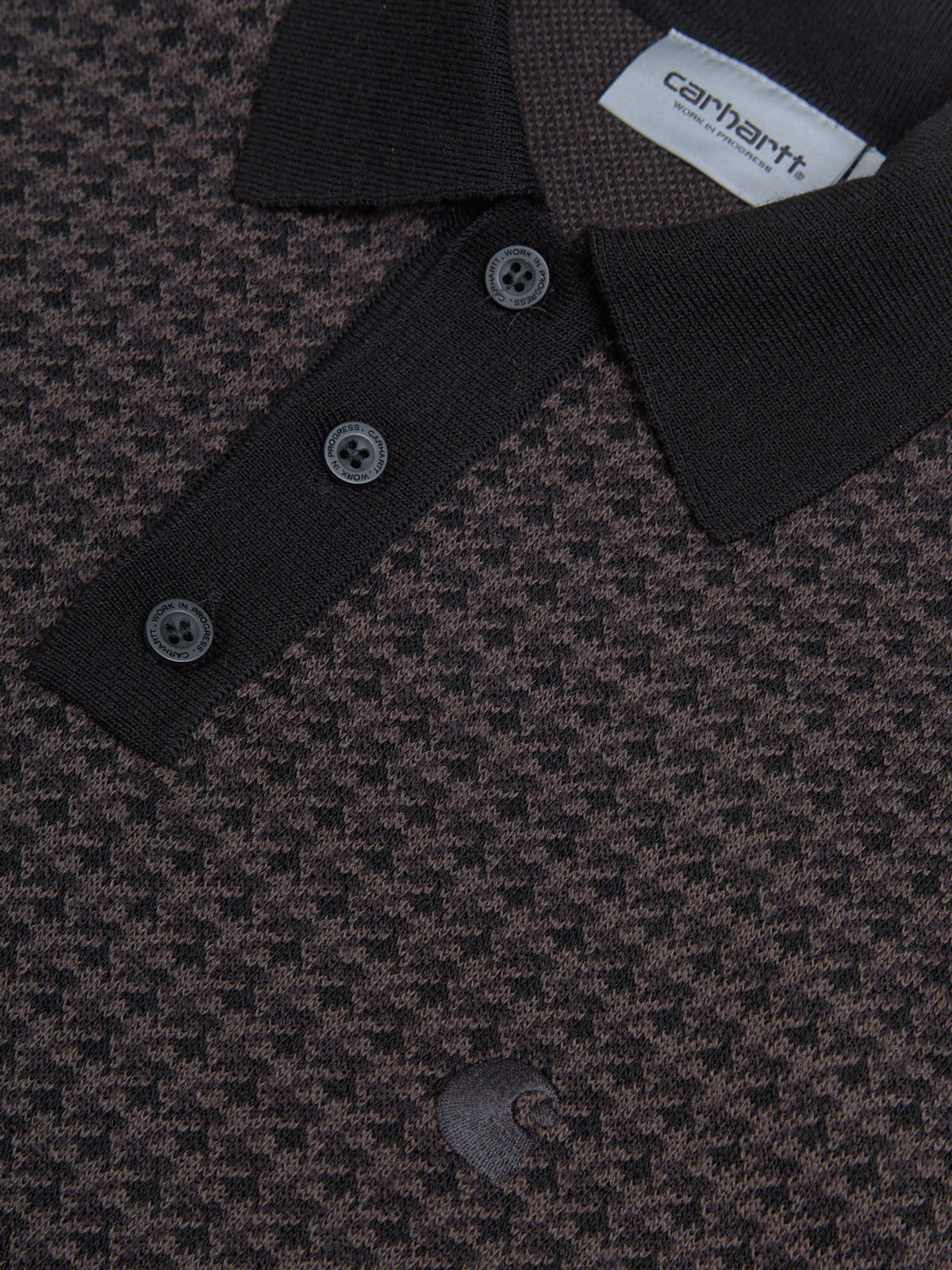 Long Sleeved Polo in Lowis Houndstooth