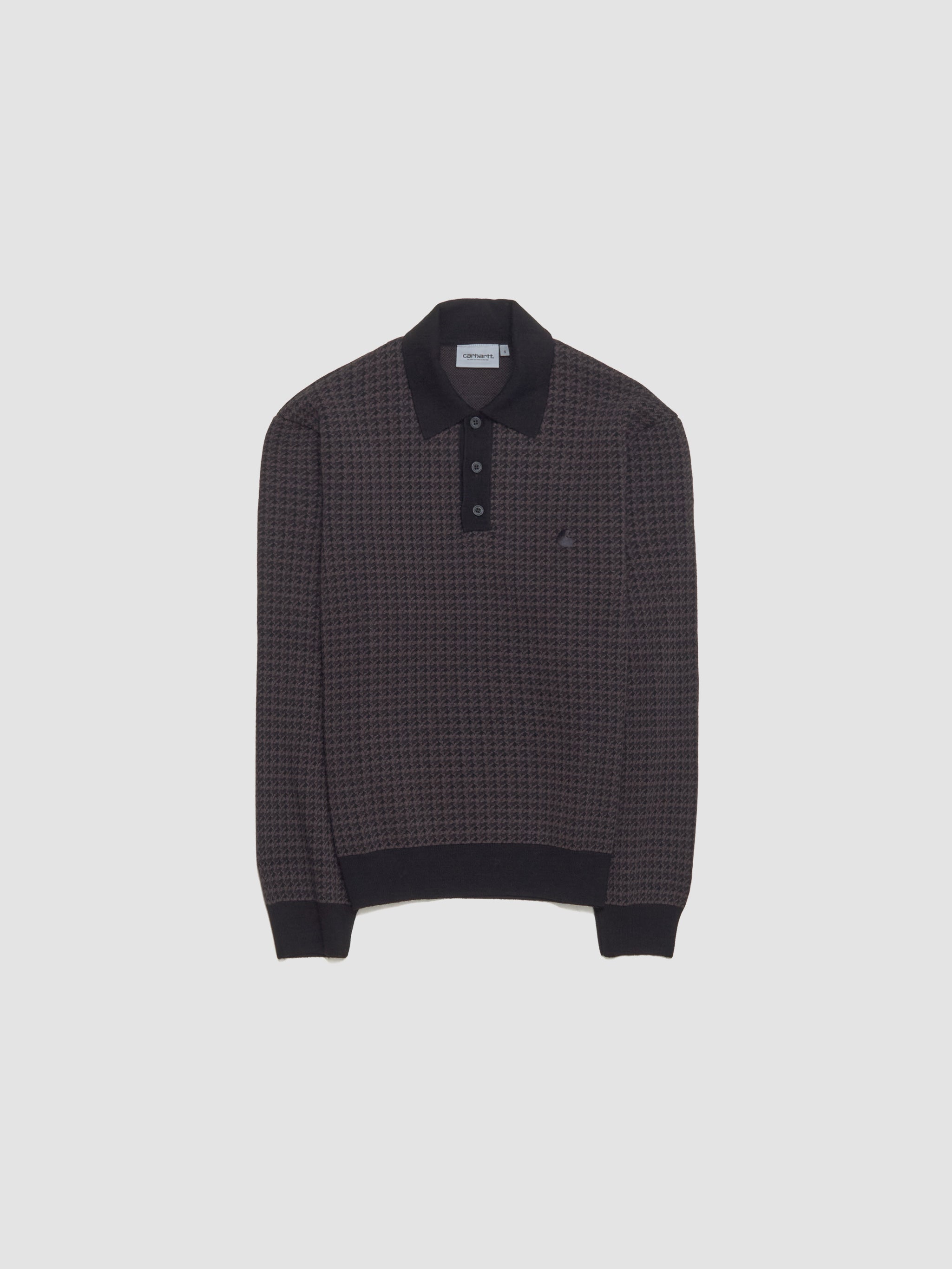 Long Sleeved Polo in Lowis Houndstooth