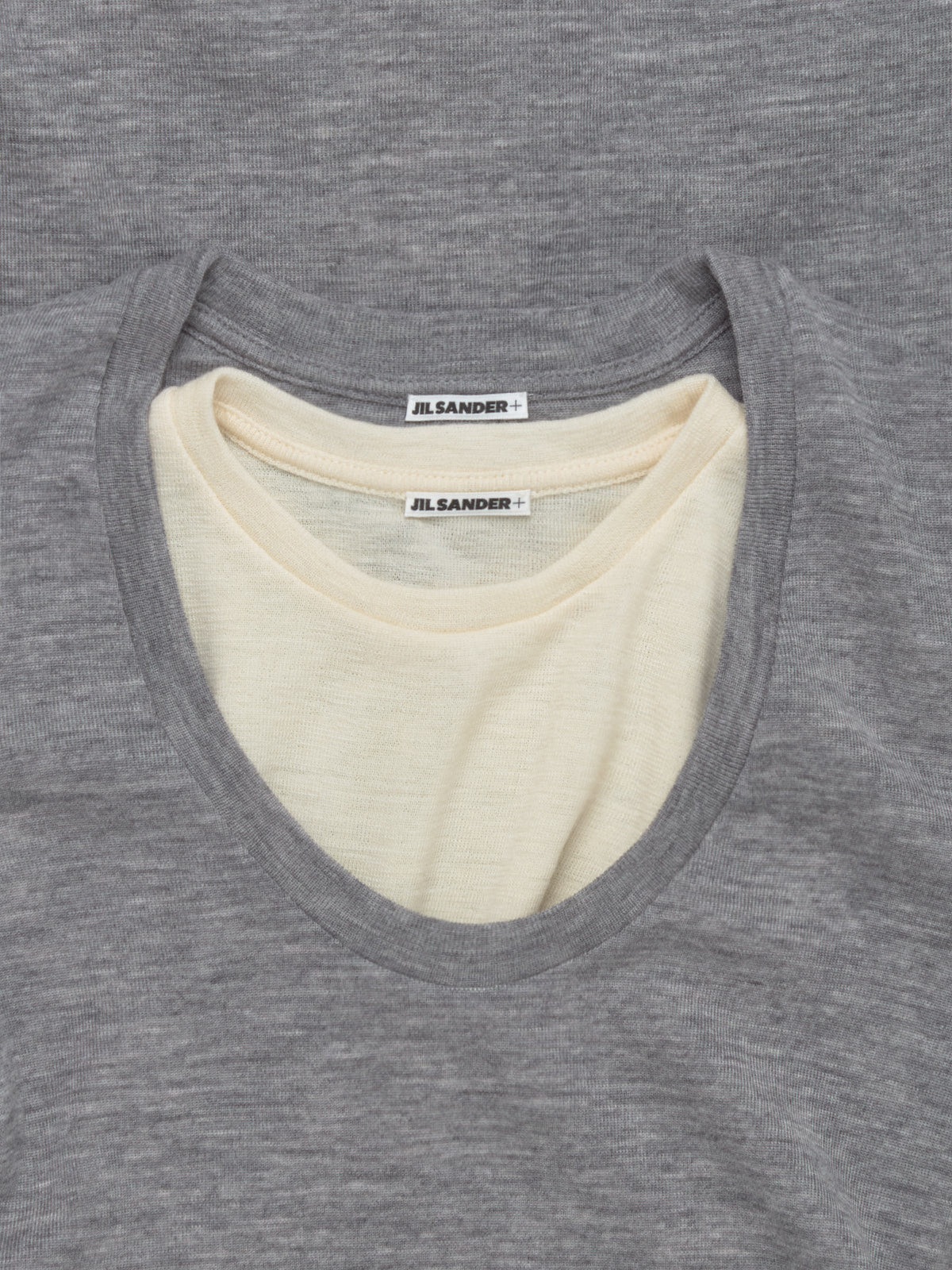 Crewneck Long Sleeve Tank Dress in Grey & Bone