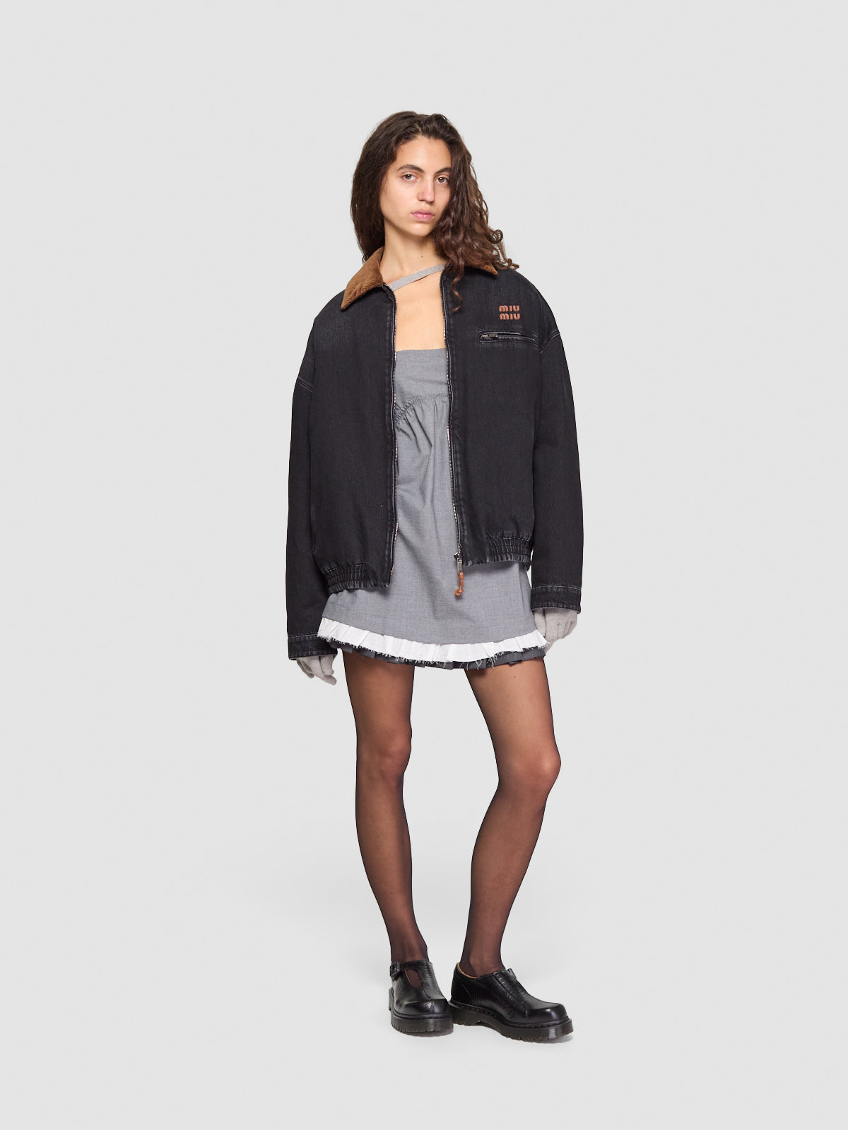 Denim Blouson Jacket in Black