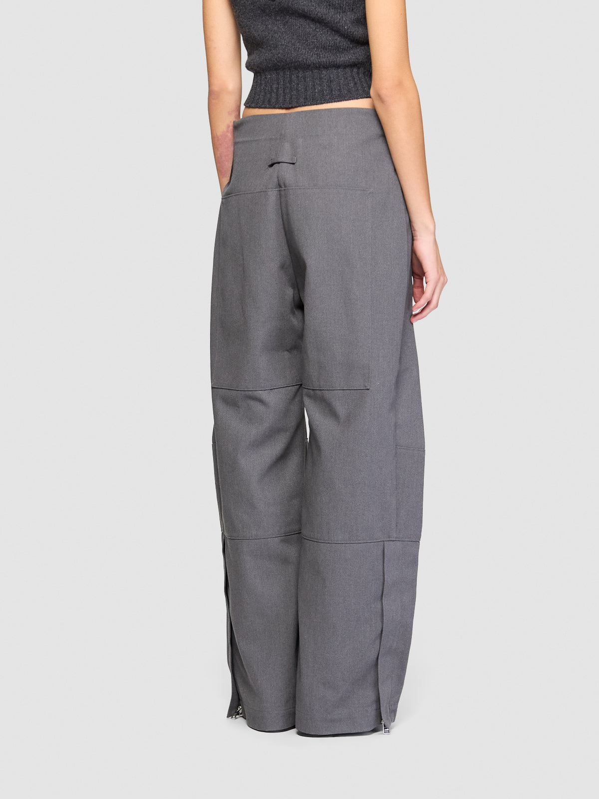 Pleated Pants with Zip Detail in Dark Grey