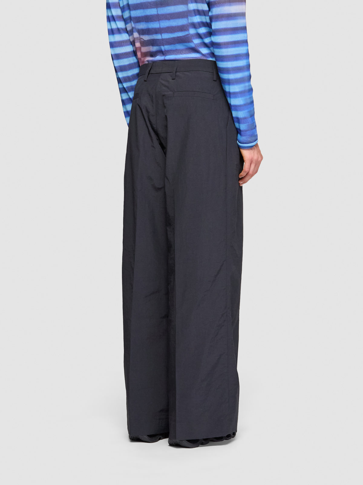 Nylon Pleated Suit Trousers in Charcoal