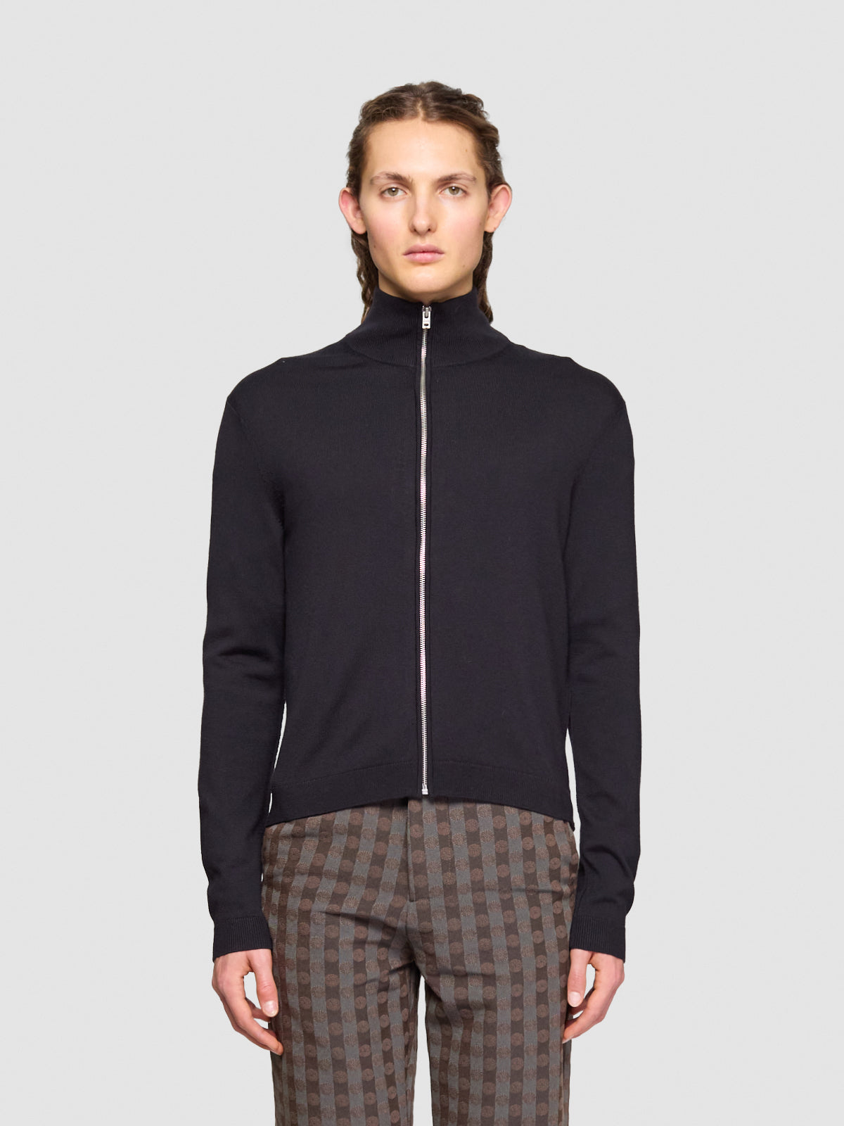 Zip-Up Cardigan in Black