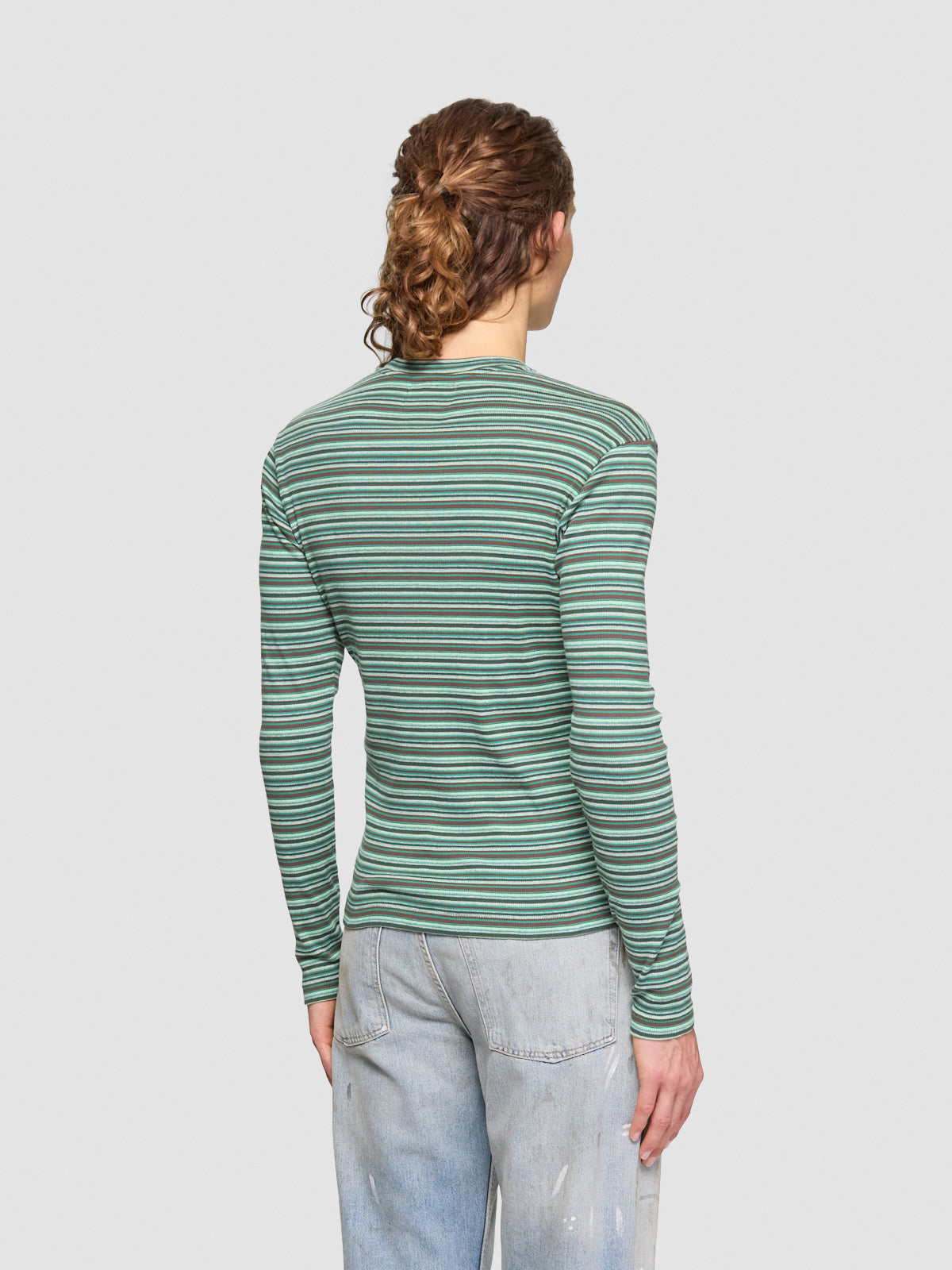 Striped Long Sleeve T-Shirt in Green