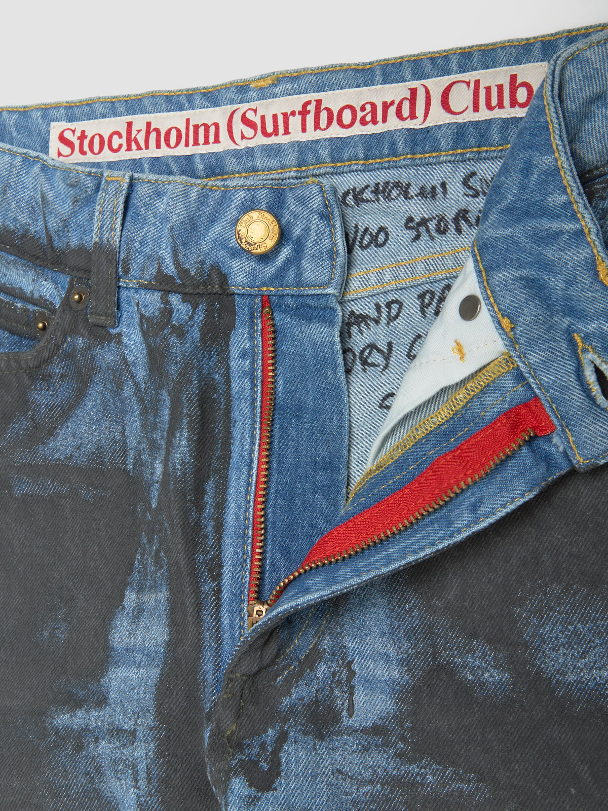x Stockholm Surfboard Club Painted Bootcut Jeans in Black