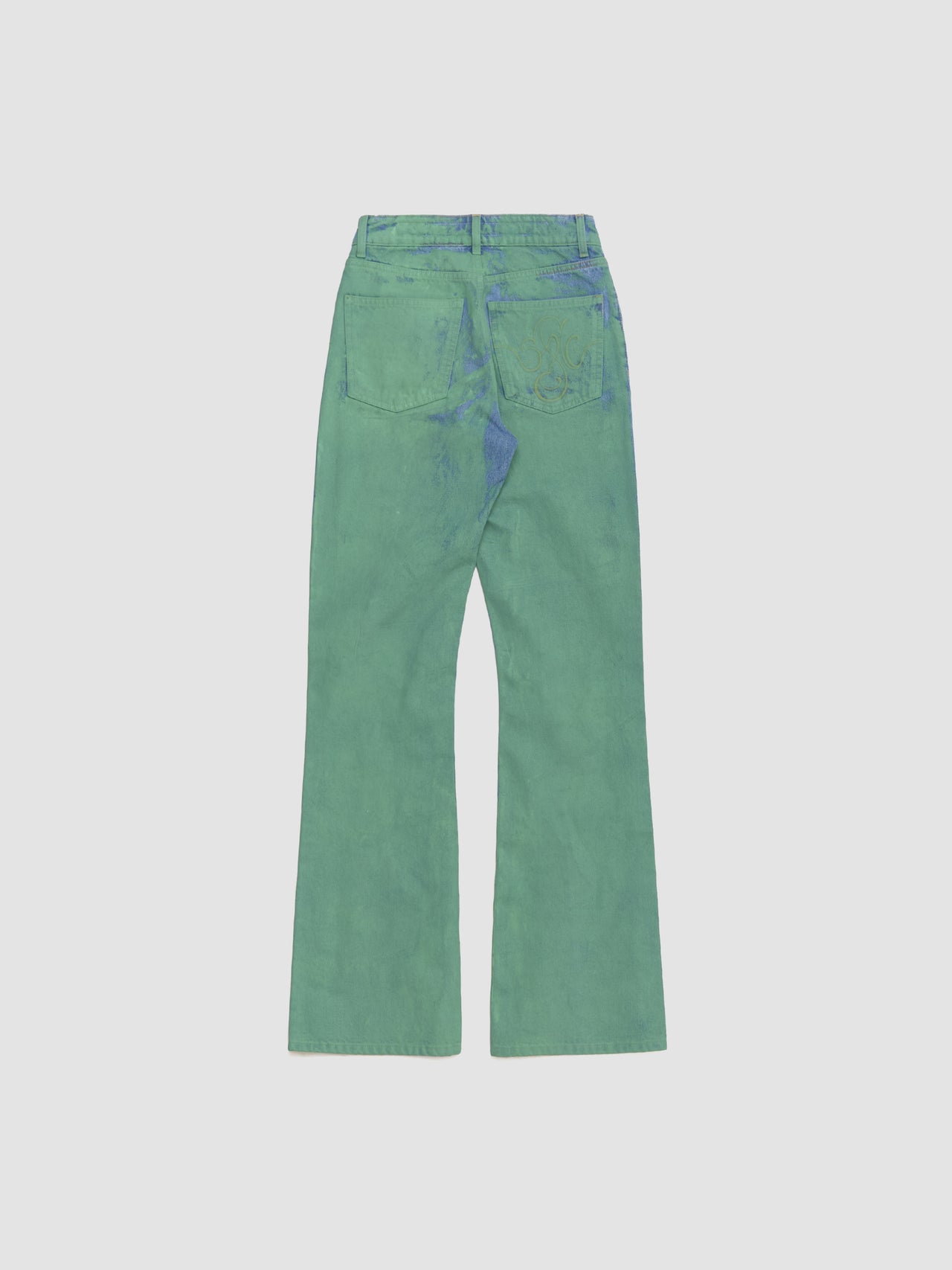 x VOO Painted Bootcut Jeans in Green