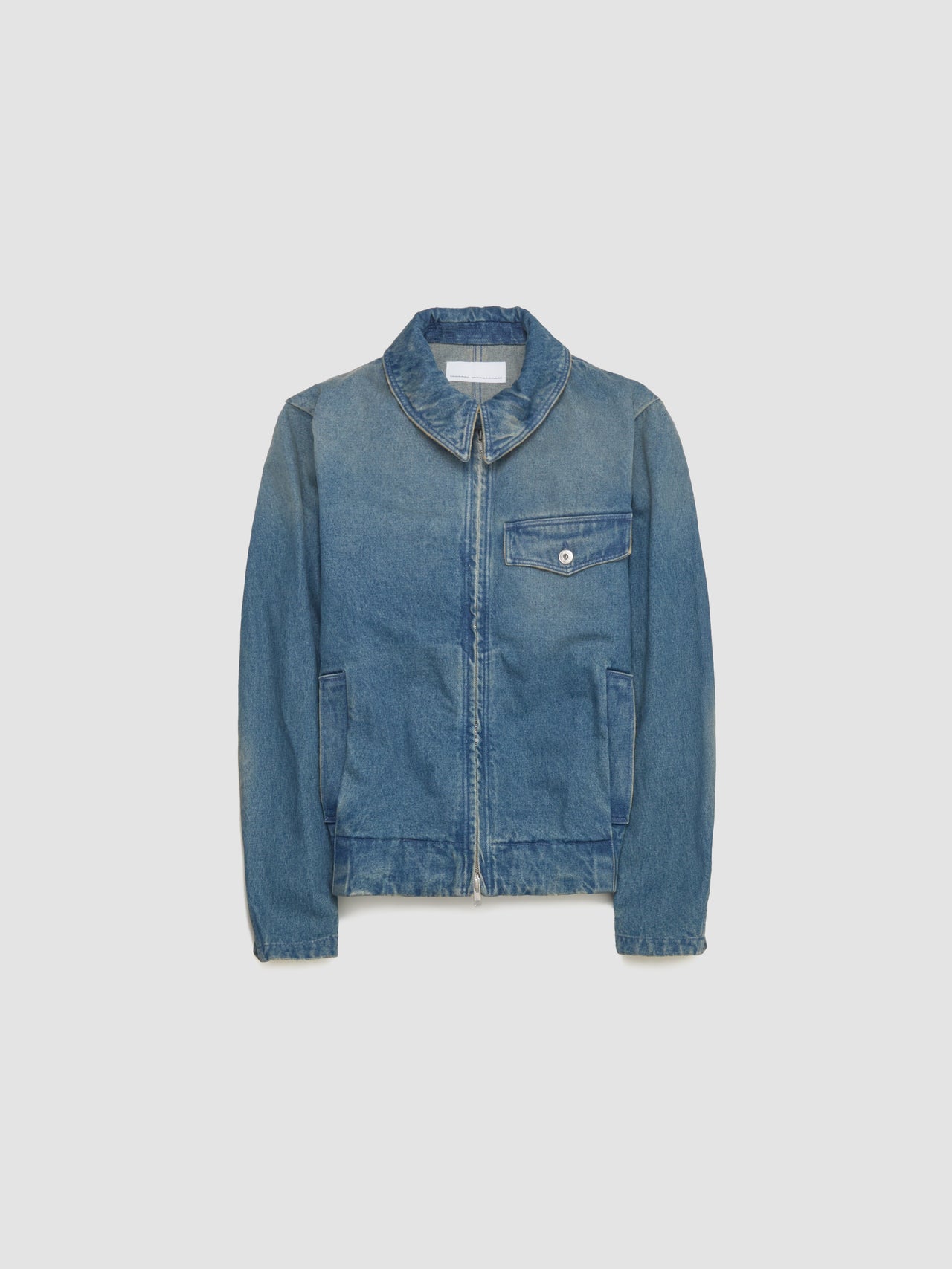 Washed Denim Zipped Jacket in Blue