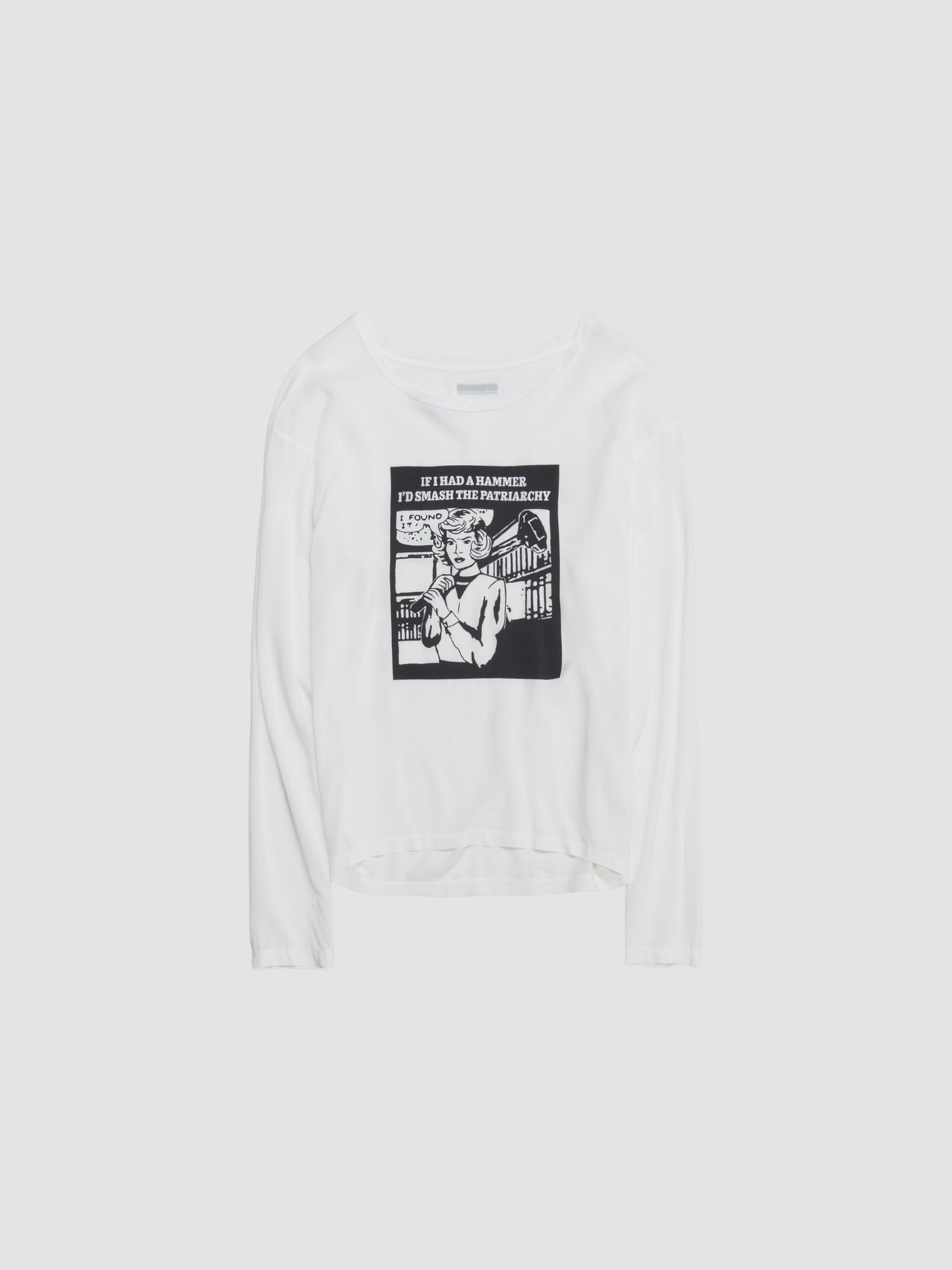 Long Sleeve Woven T-Shirt in White