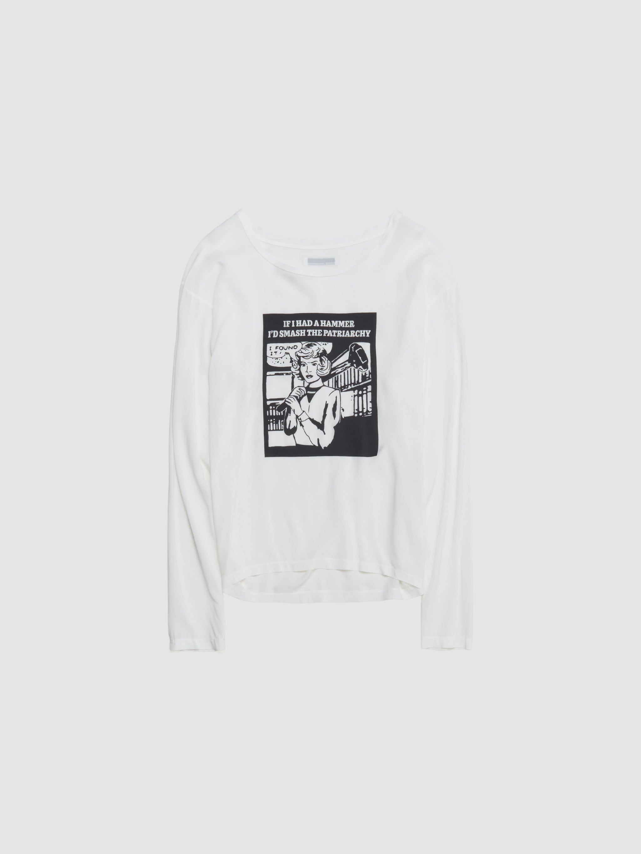 Long Sleeve Woven T-Shirt in White