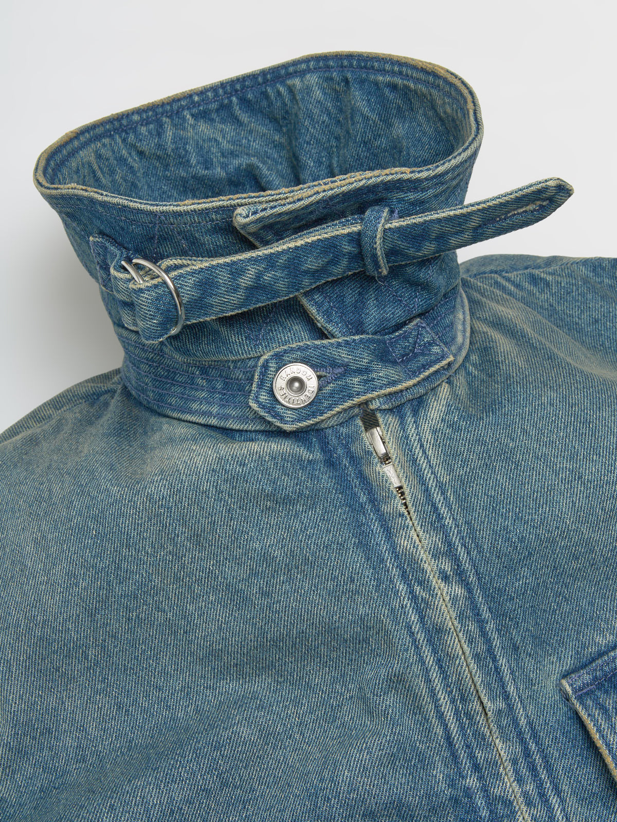 Washed Denim Zipped Jacket in Blue